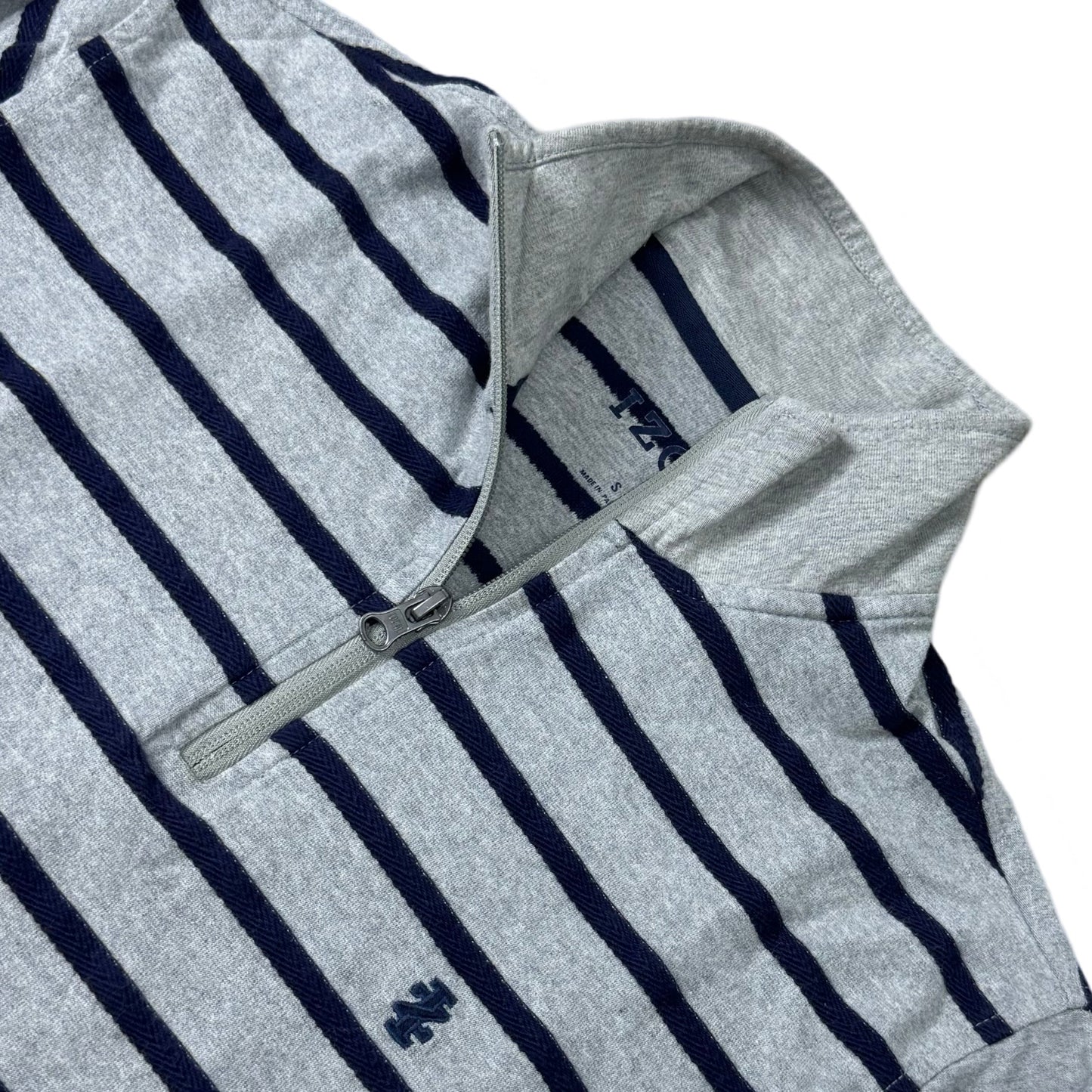 Izod Heather Grey/Blue Stripes Quarter-Zip | Small