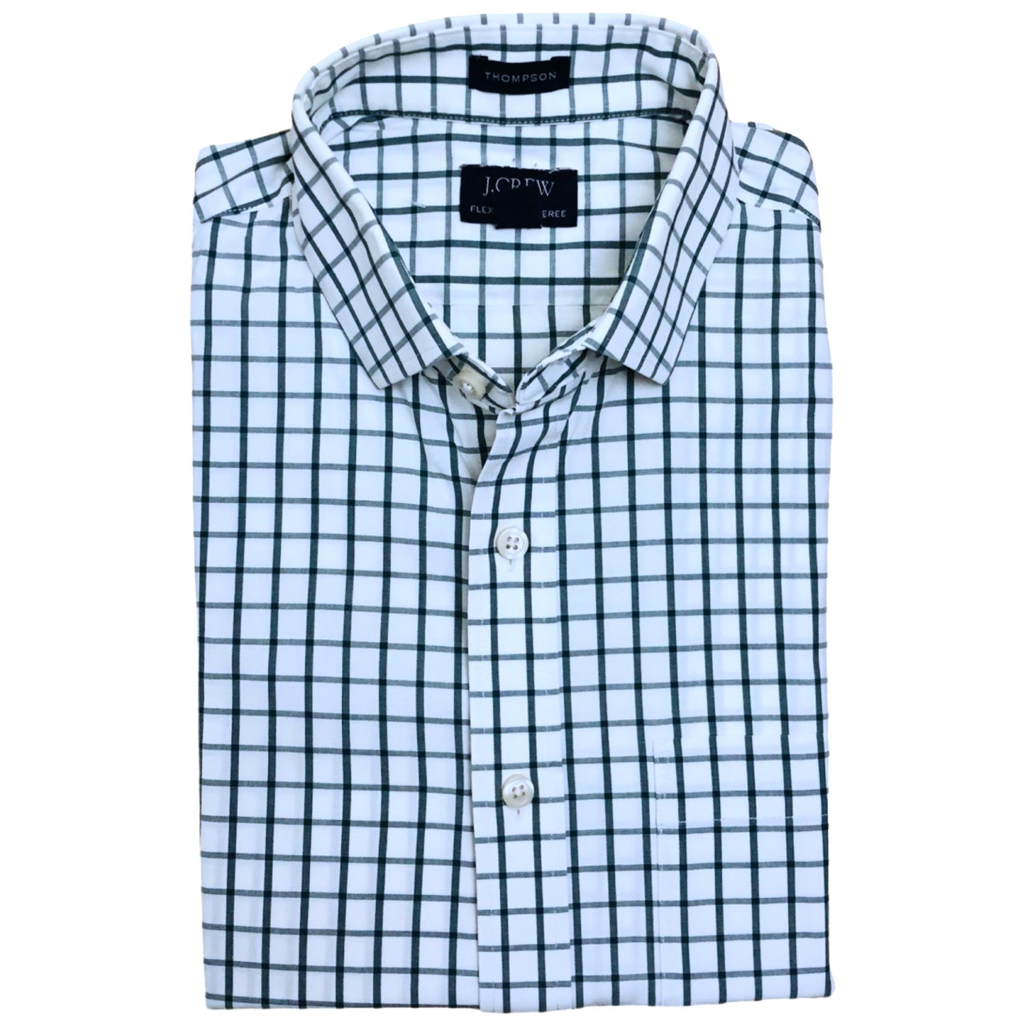 J.Crew white & Green (Box Check) Small