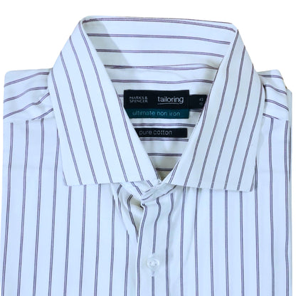 Marks & Spencer White (Purple Stripes) X-L