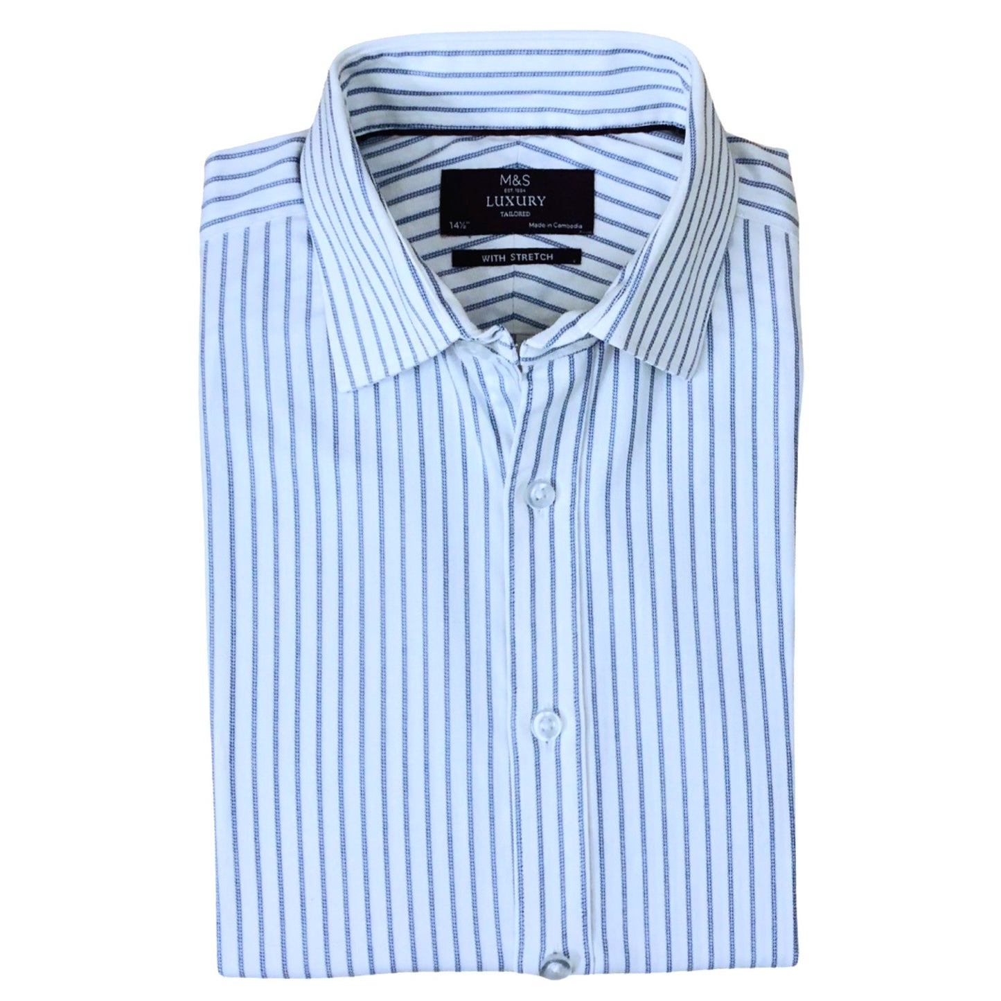 M&S Luxury White (Blue Stripes) Small Chest  19.5"