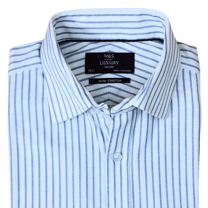 M&S Luxury White (Blue Stripes) Small Chest  19.5"