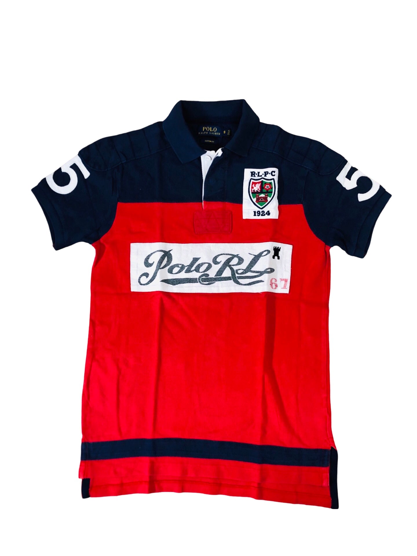 Polo RL Navy Blue & Red Panel Chest  18.5”