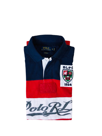 Polo RL Navy Blue & Red Panel Chest  18.5”