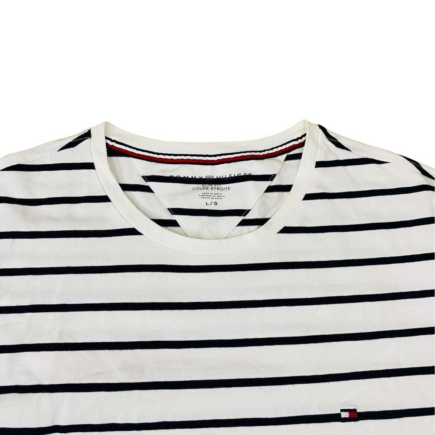 T-H White (Navy horizontal stripe) Small  Chest 20"