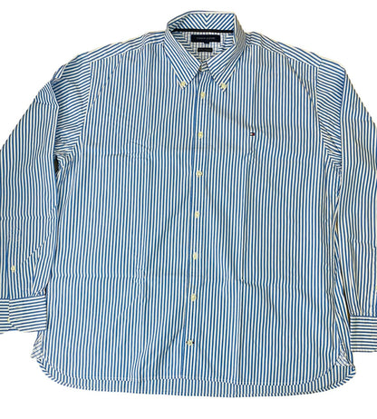 T-H blue bold stripes  Large  Chest 25.5”