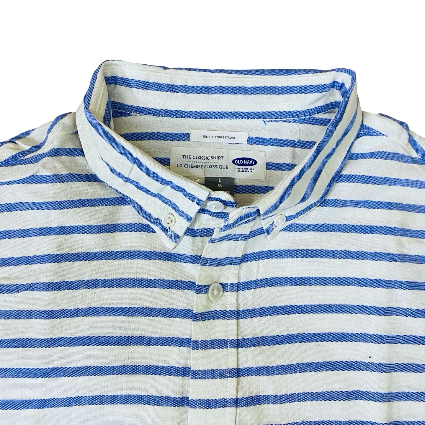 ON blue bold horizontal stripes  Large  Chest 23.5”