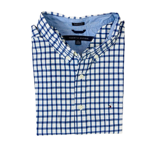 T-H Blue check [X-L Chest 27”] Half Sleeve