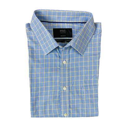 M&S collection Blue line box check [X-L Chest 26”]