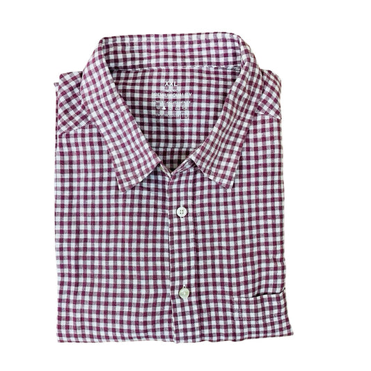 Premium LINEN RICH Maroon box check [XL Chest 27.5”] Half Sleeves