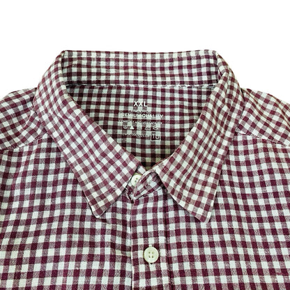 Premium LINEN RICH Maroon box check [XL Chest 27.5”] Half Sleeves