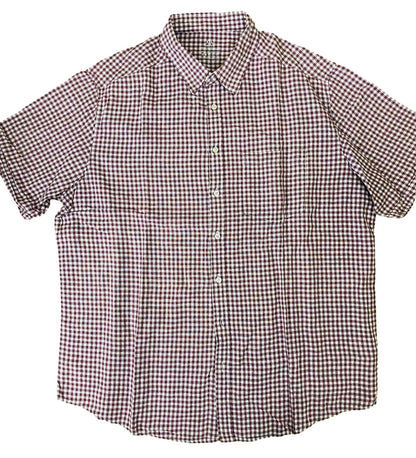 Premium LINEN RICH Maroon box check [XL Chest 27.5”] Half Sleeves