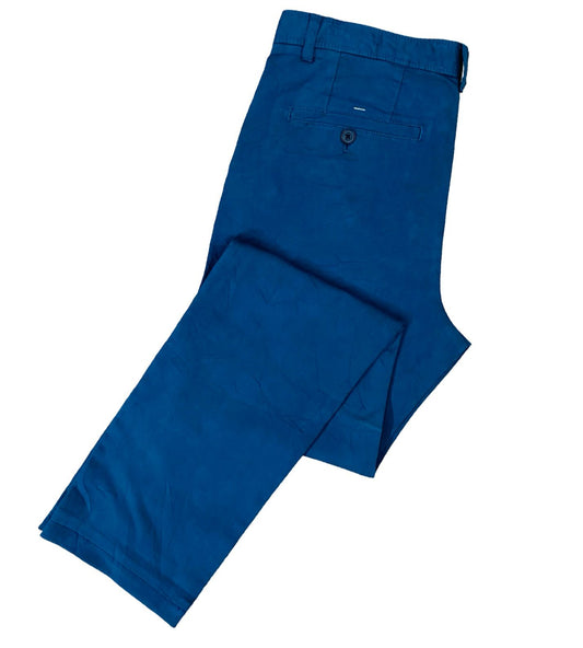 Navy Blue Texture Cotton Chino [Waist 32” Length 40.5”]