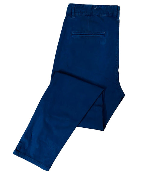 Navy texture Cotton Chino [Waist 34.5” Length 42.5”]