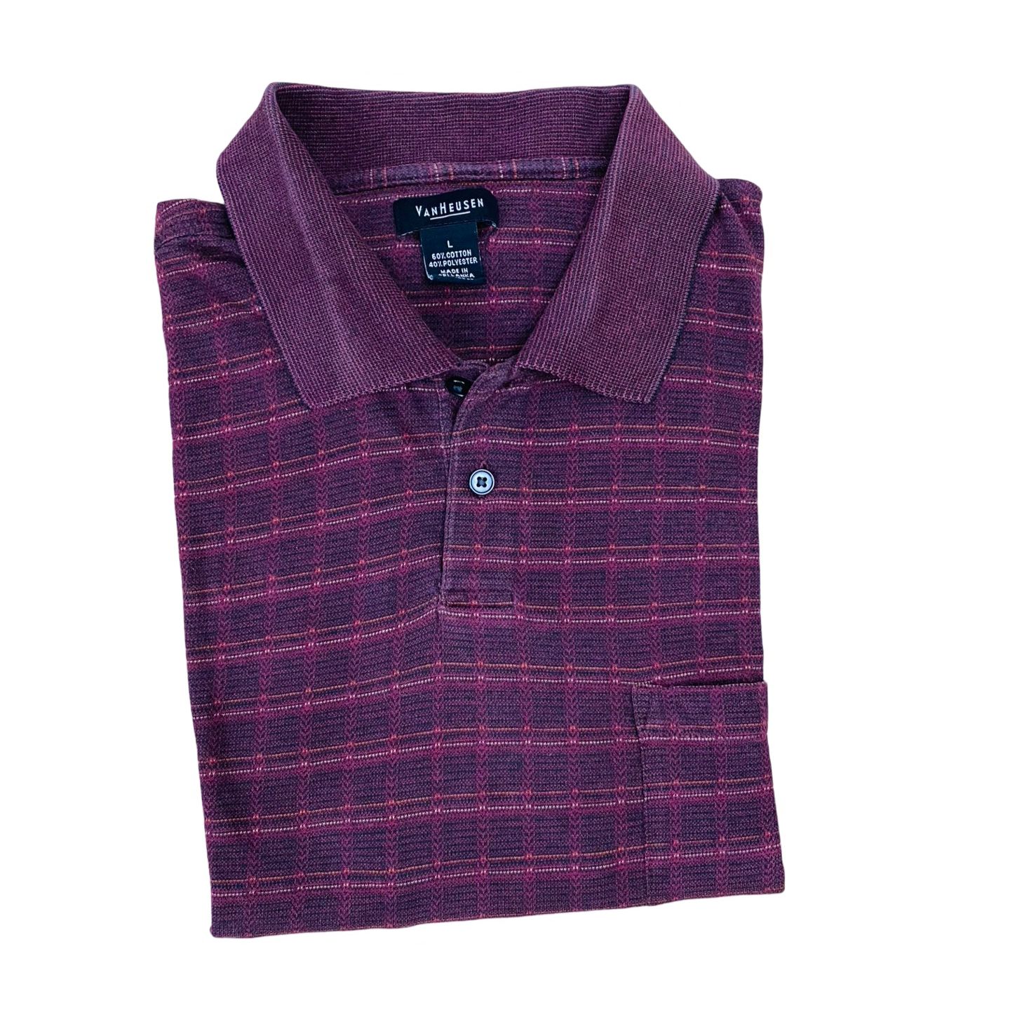 Van Heusen - Purple Checkered Winter Polo -Large [Chest 23”]