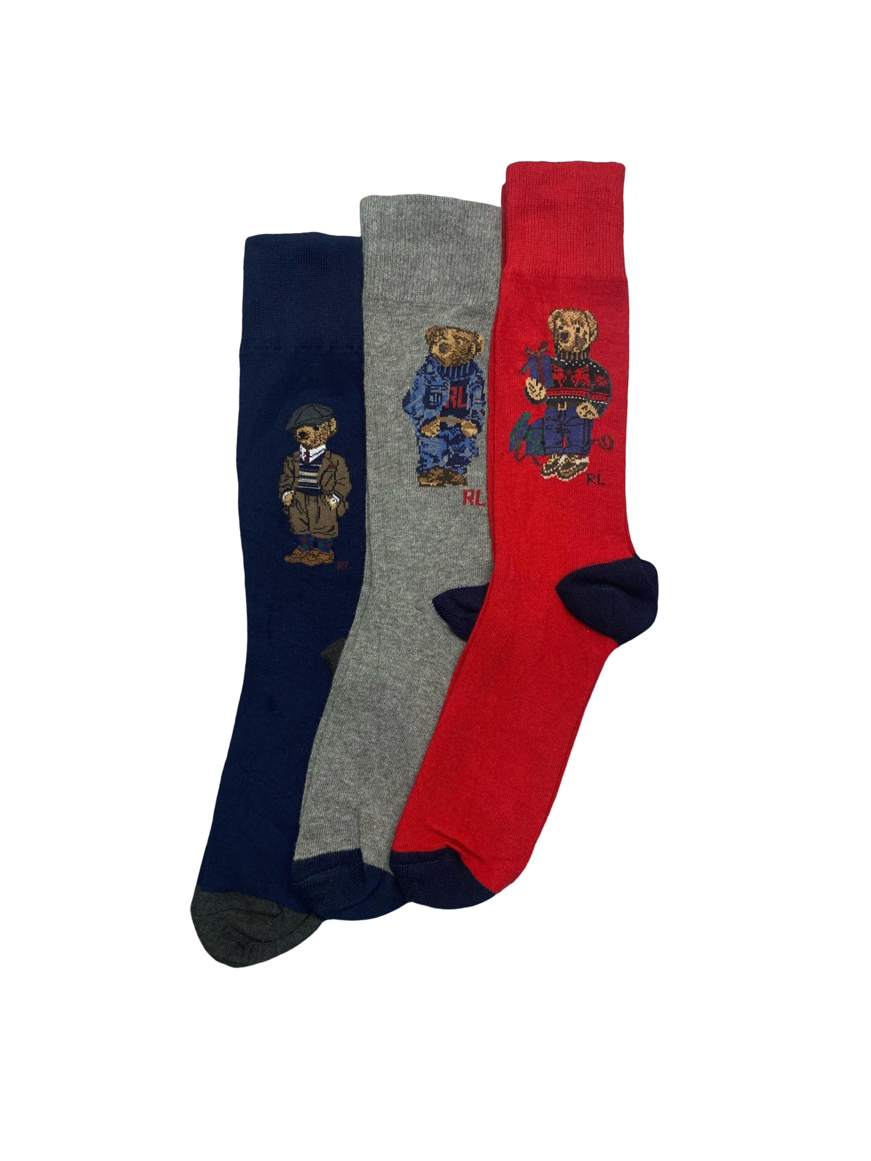 Polo Ralph Lauren Men’s Socks – RL Bear Trio Collection | Pack of 3 | Size: US 6-12