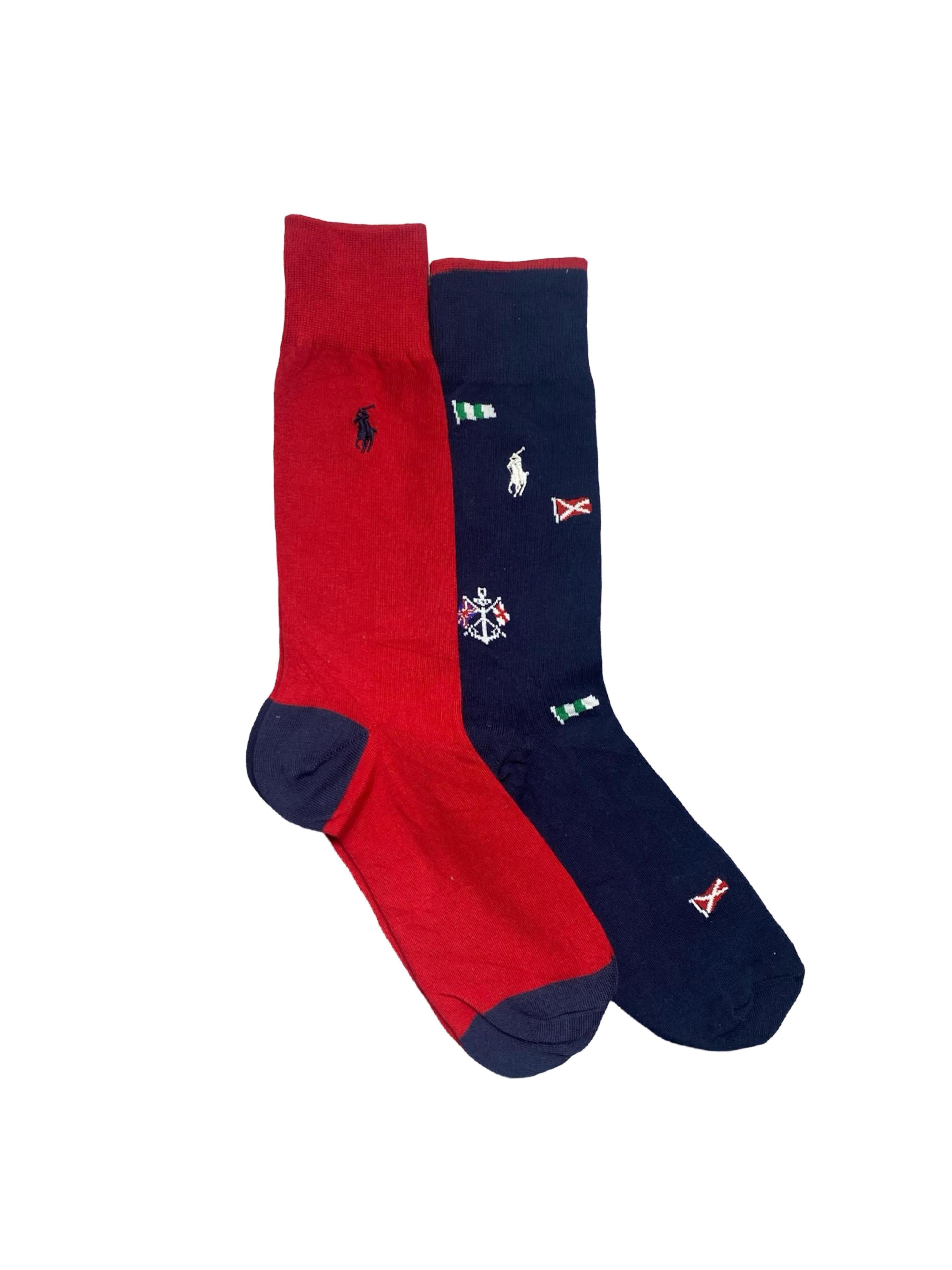 Polo Ralph Lauren Crew Socks – Red & Navy Set | Pack of 2 | Size US 8-12