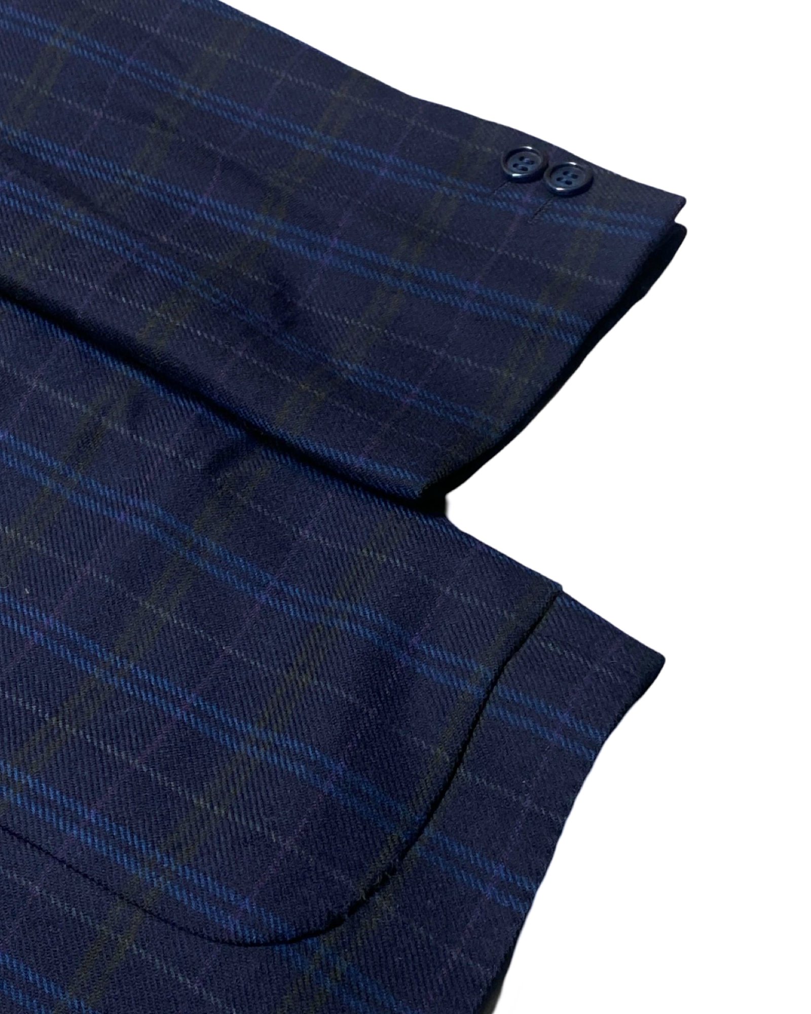 Burberrys Navy Blue Plaid Blazer | Size Large