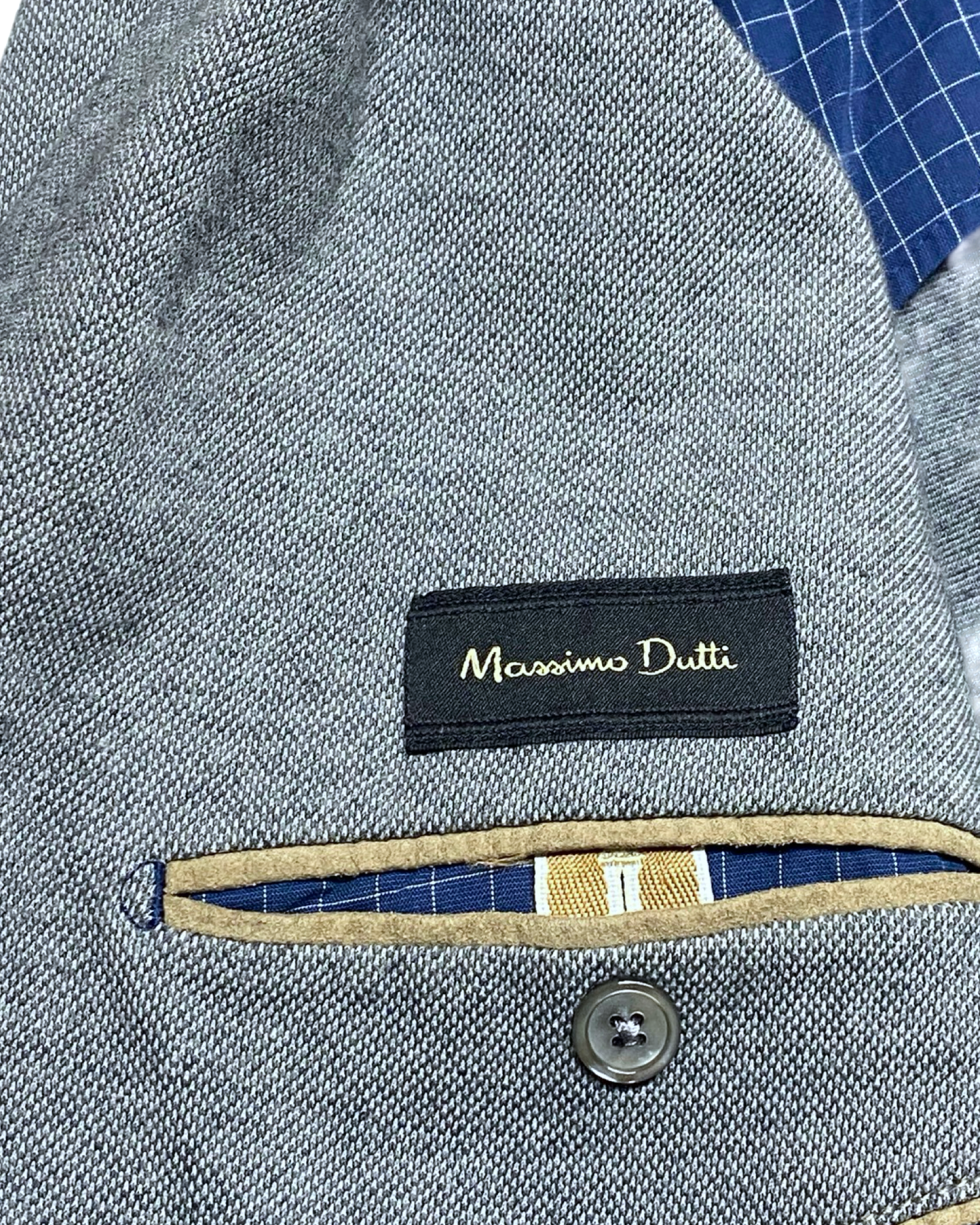 Massimo Dutti Light Grey Elbow Patch Blazer | Size Medium