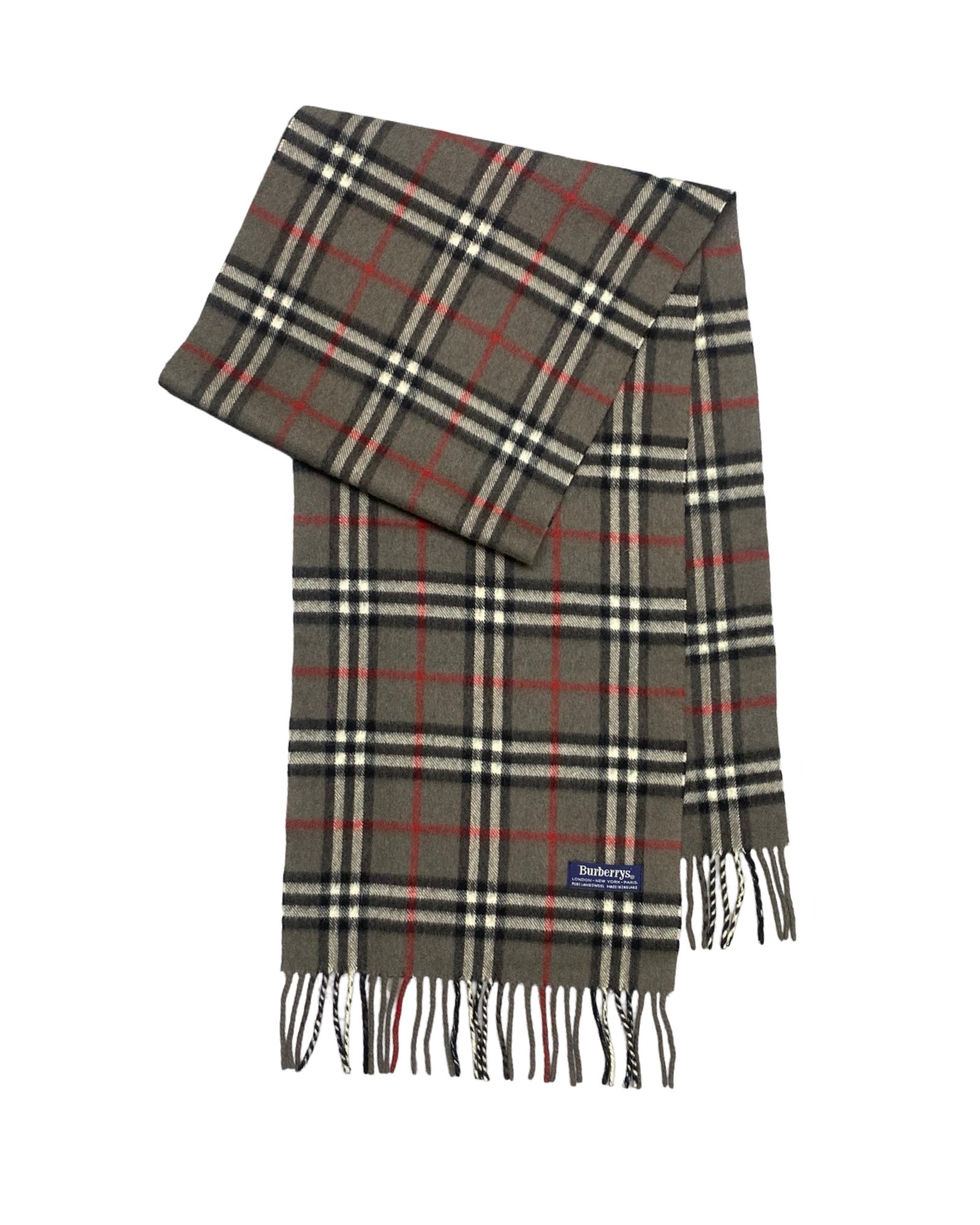 Burberrys Vintage Cashmere Check Scarf | Olive Green Nova Check (0071)