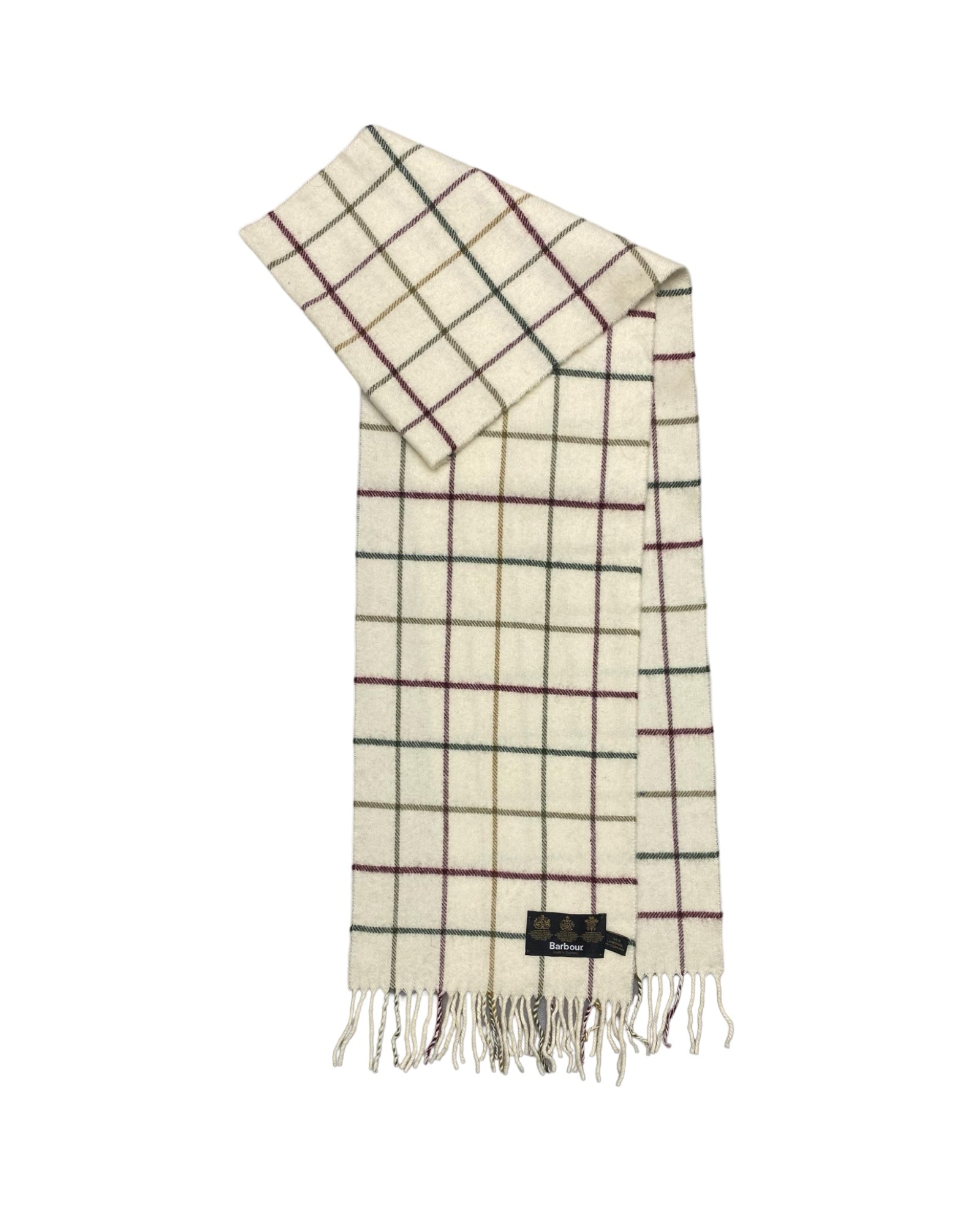 Barbour Cream Windowpane Check Scarf (0111) – 100% Lambswool