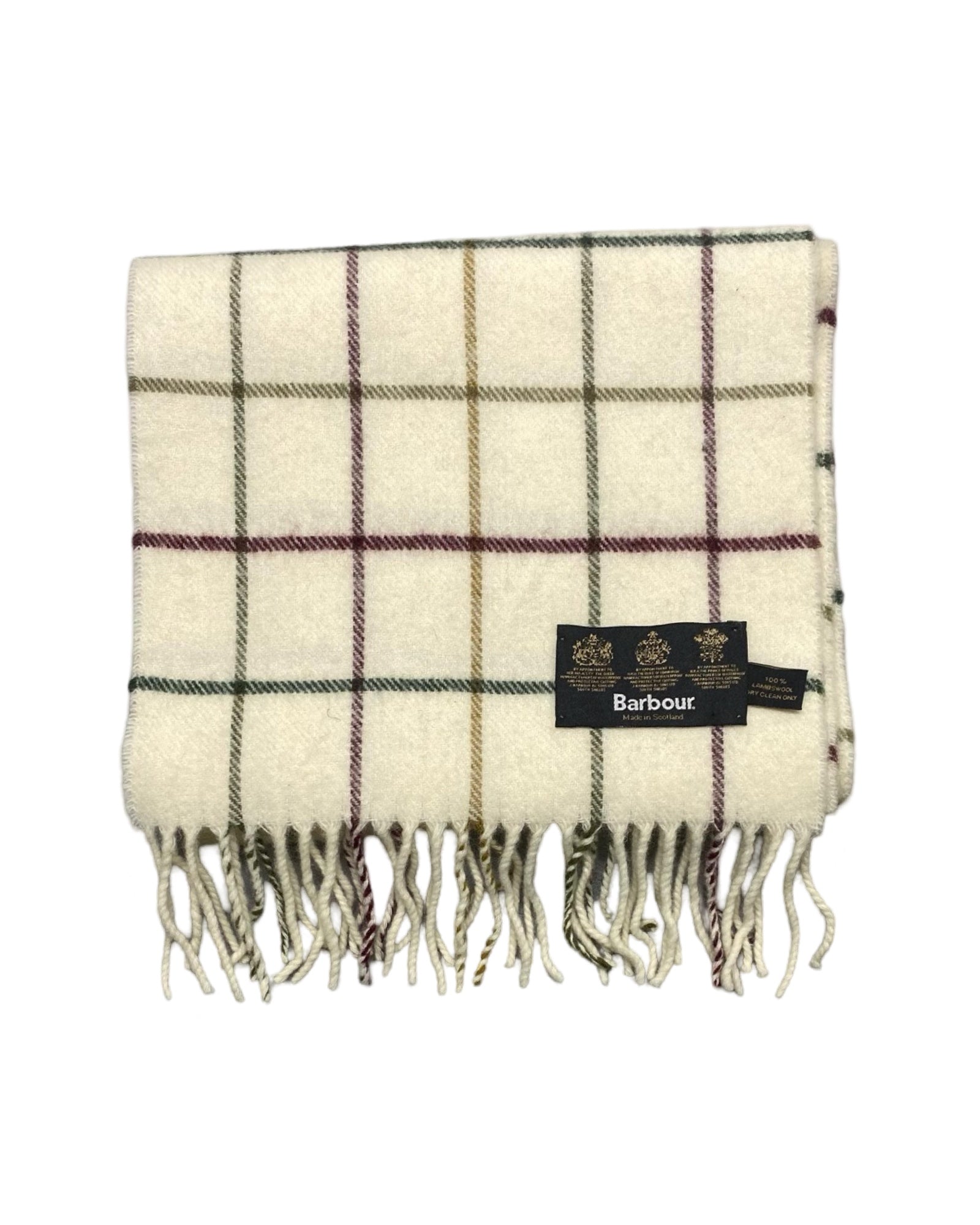 Barbour Cream Windowpane Check Scarf (0111) – 100% Lambswool