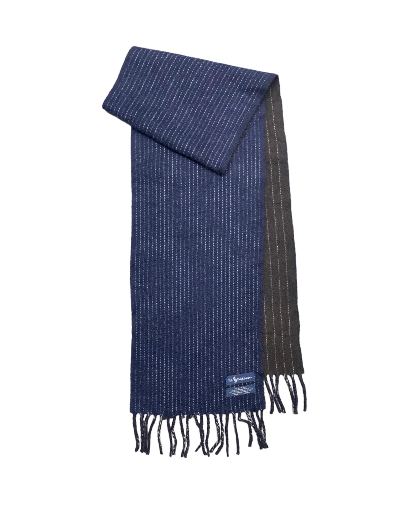 Polo Ralph Lauren Navy & Grey Wool Scarf (0129) – 100% Wool