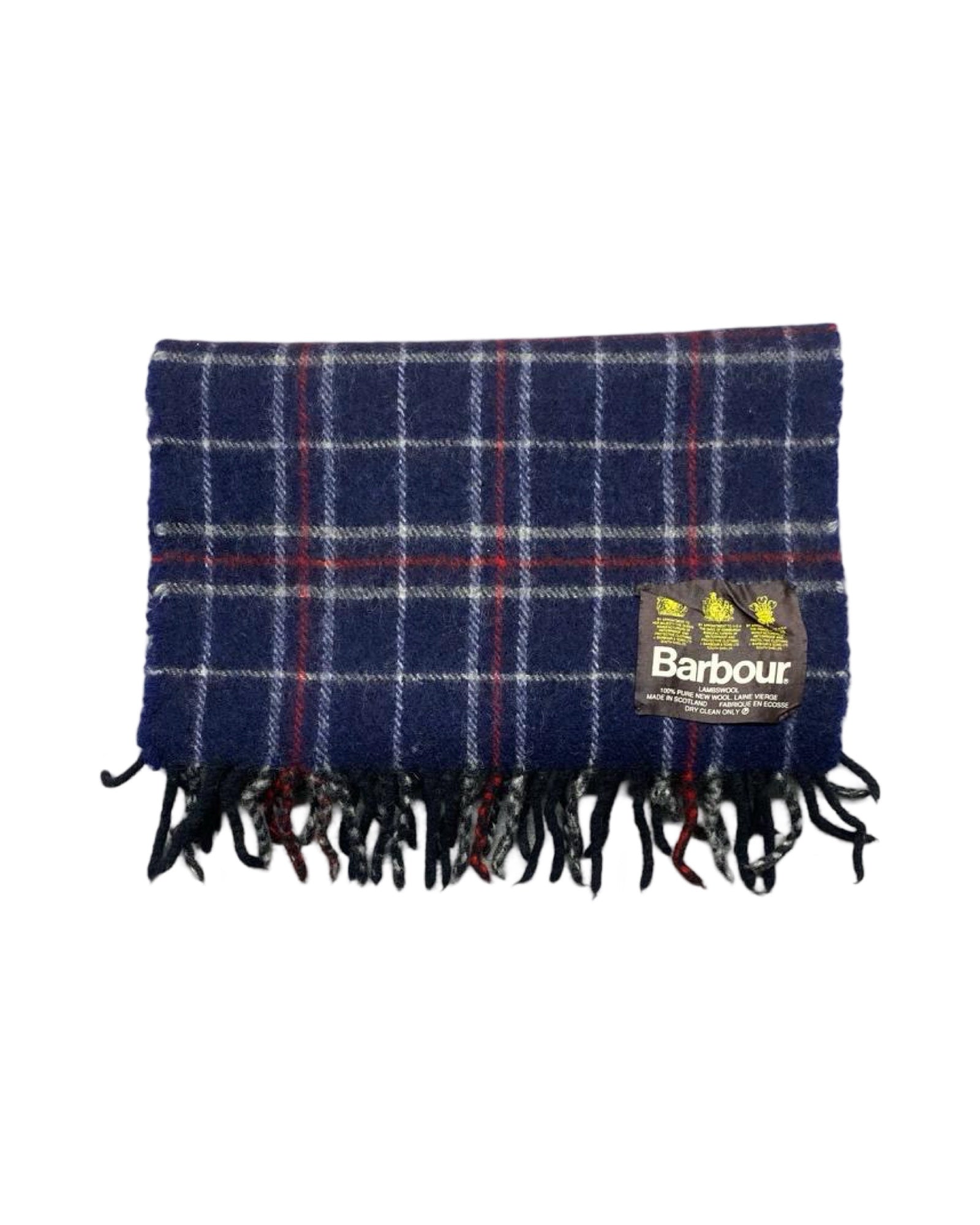Barbour Navy Tartan Lambswool Scarf (0130) – 100% Lambswool