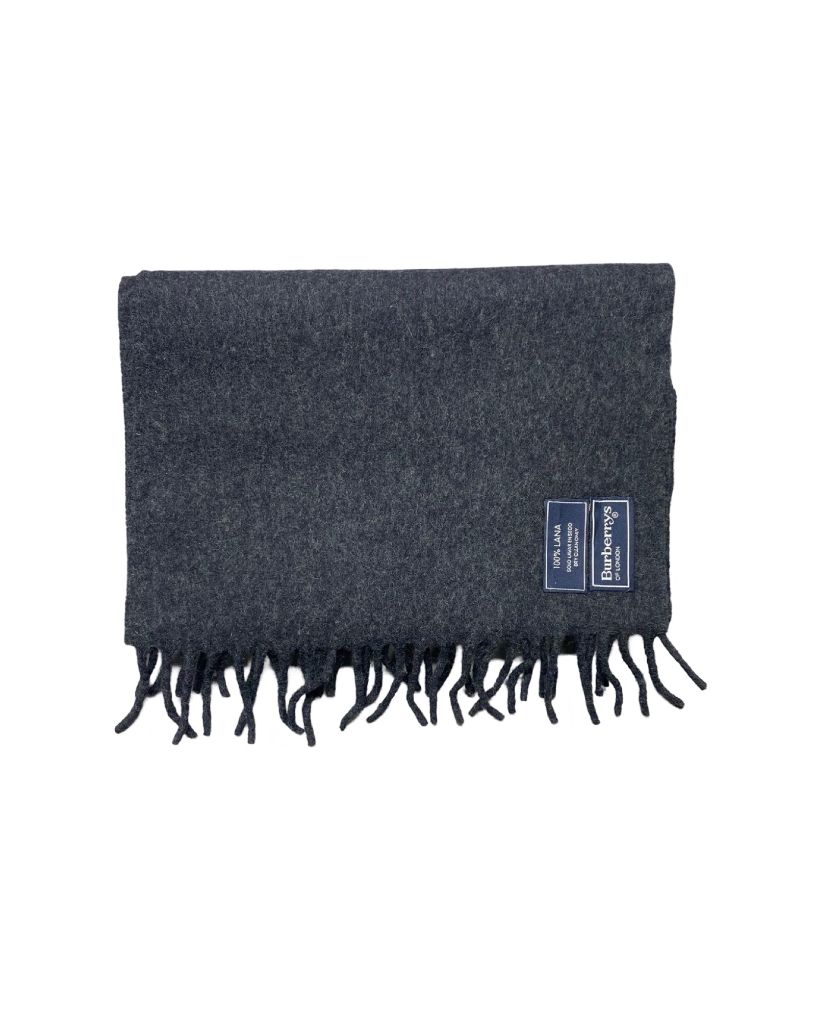 Burberrys Dark Grey Wool Scarf (0135) – 100% Wool