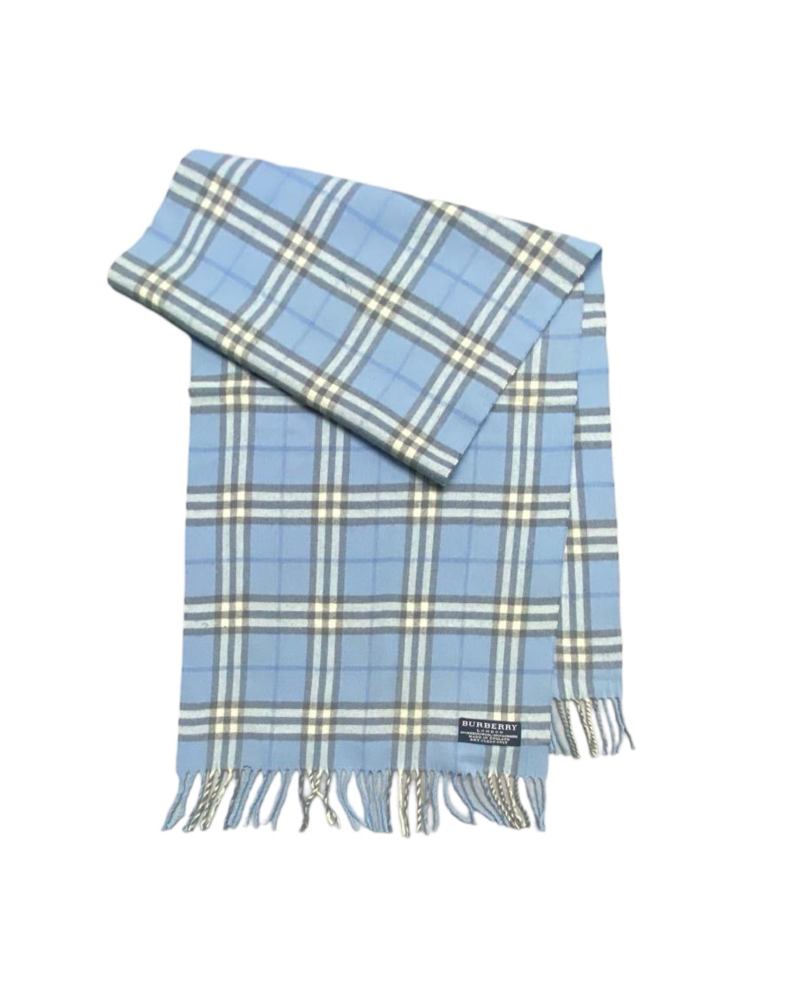 Burberry Sky Blue Nova Check Merino Wool & Cashmere Scarf (0080)