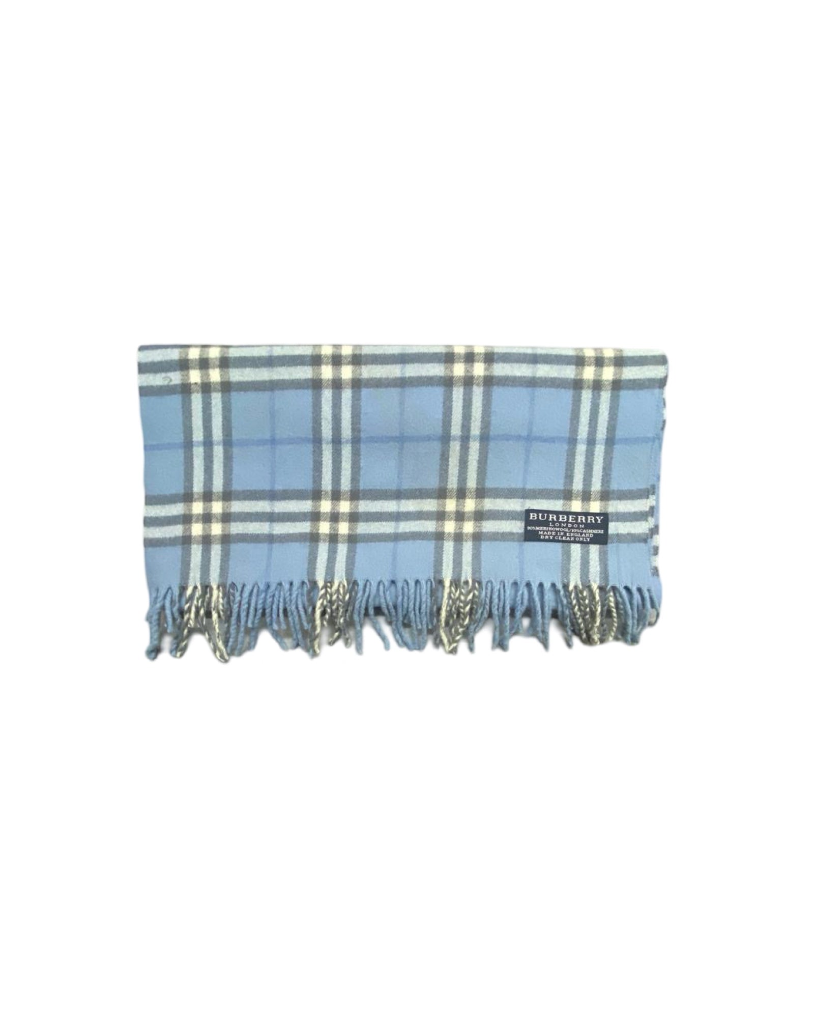 Burberry Sky Blue Nova Check Merino Wool & Cashmere Scarf (0080)