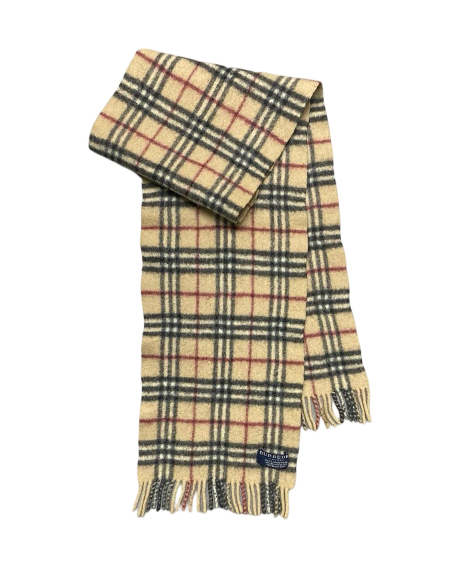 Burberry Beige Check 100% Lambswool Scarf (0092)