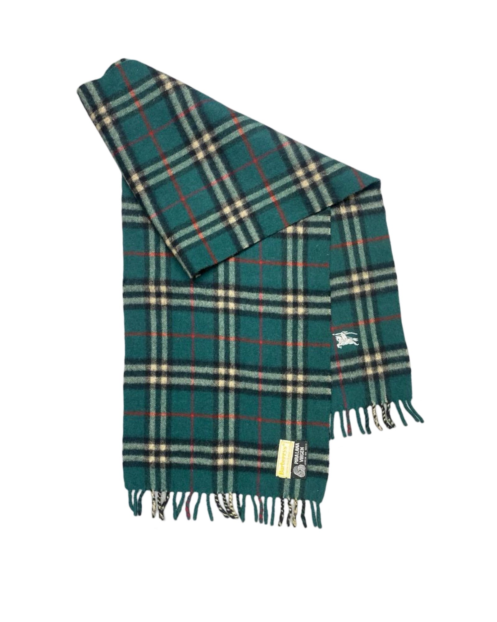 Burberry Green Tartan Check Scarf (0100) – 100% Pura Lana Virgin Wool