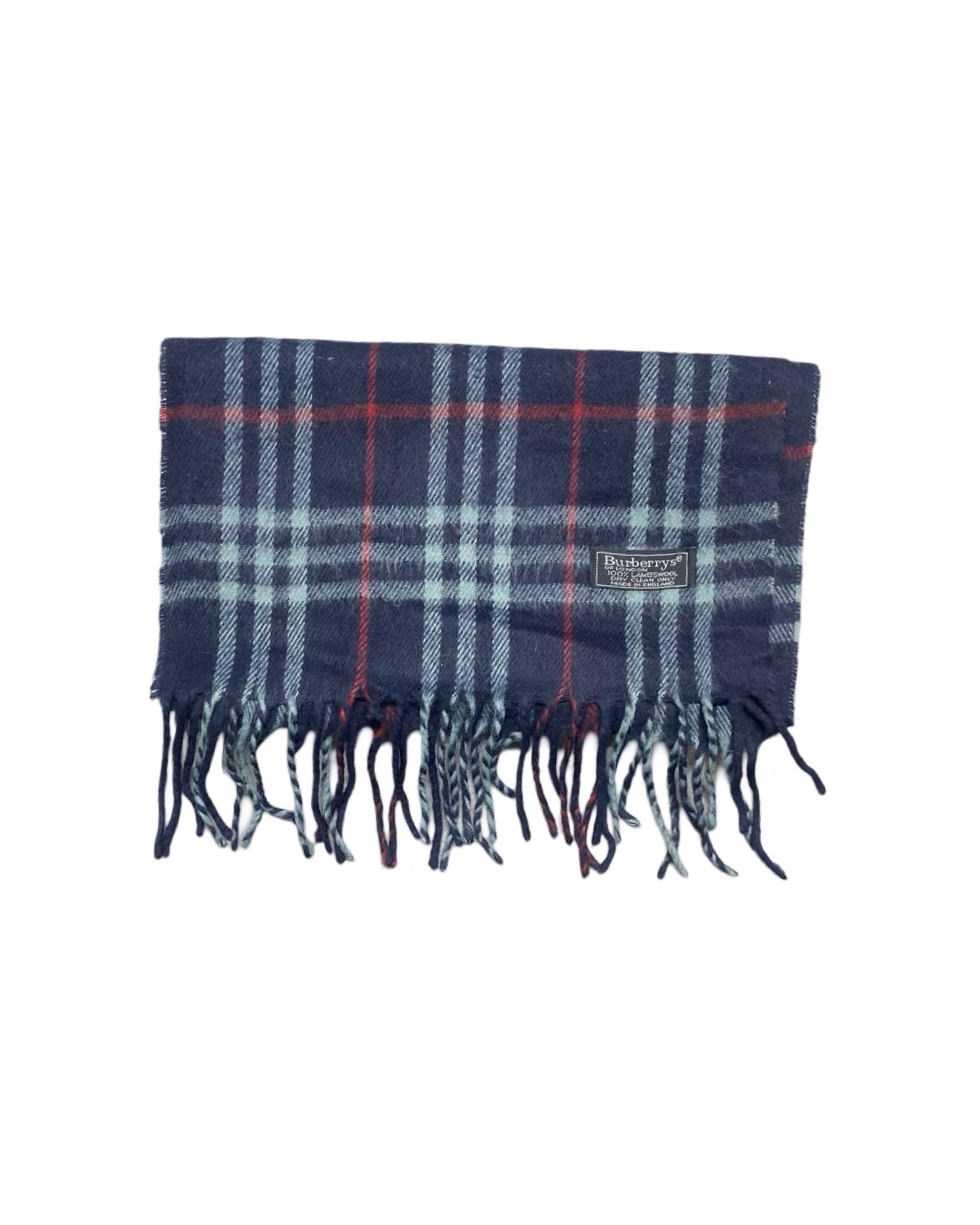 Burberry Navy Blue Tartan Check Scarf (0102) – 100% Lambswool