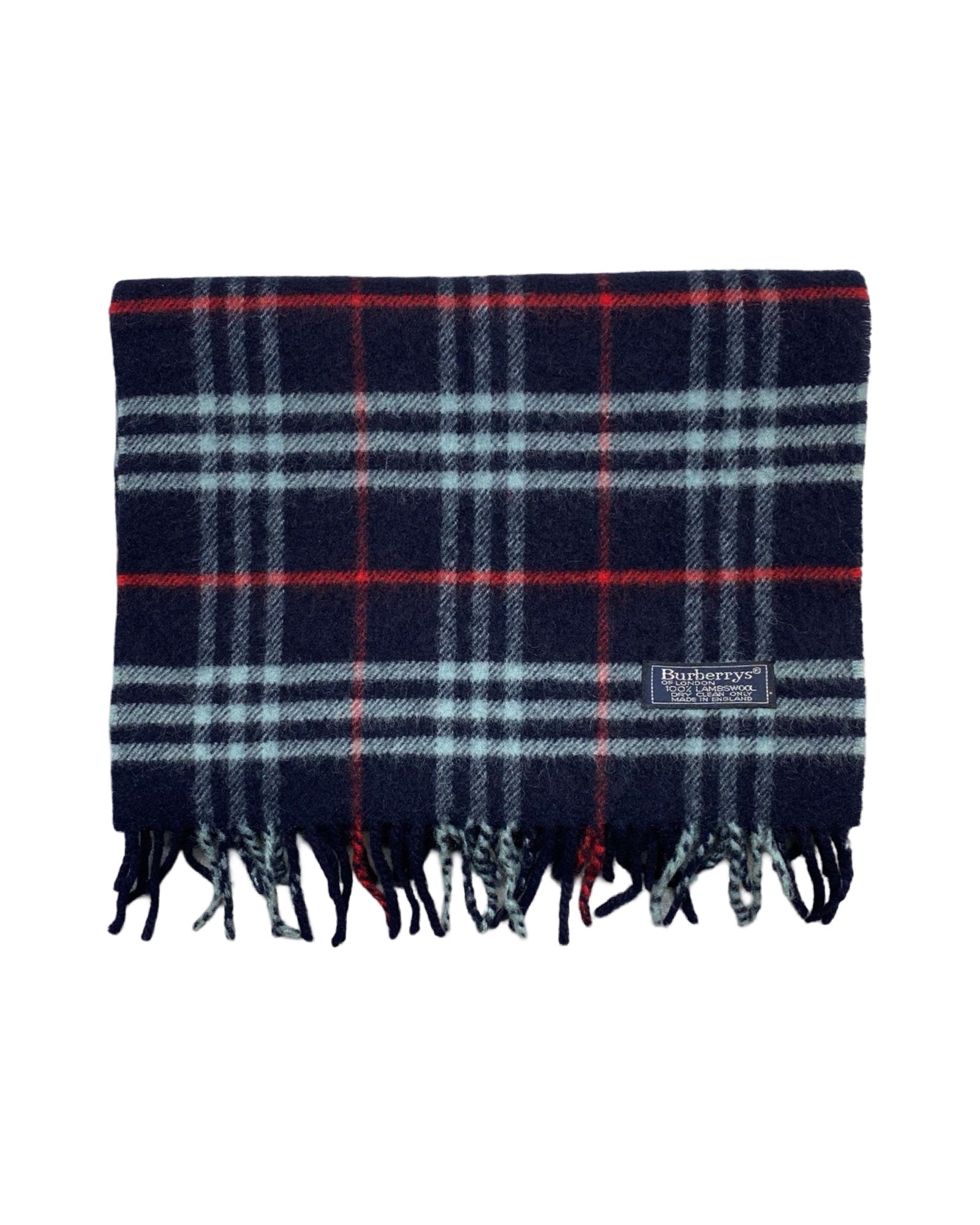 Burberry Navy Blue Check Wool Scarf (0074)