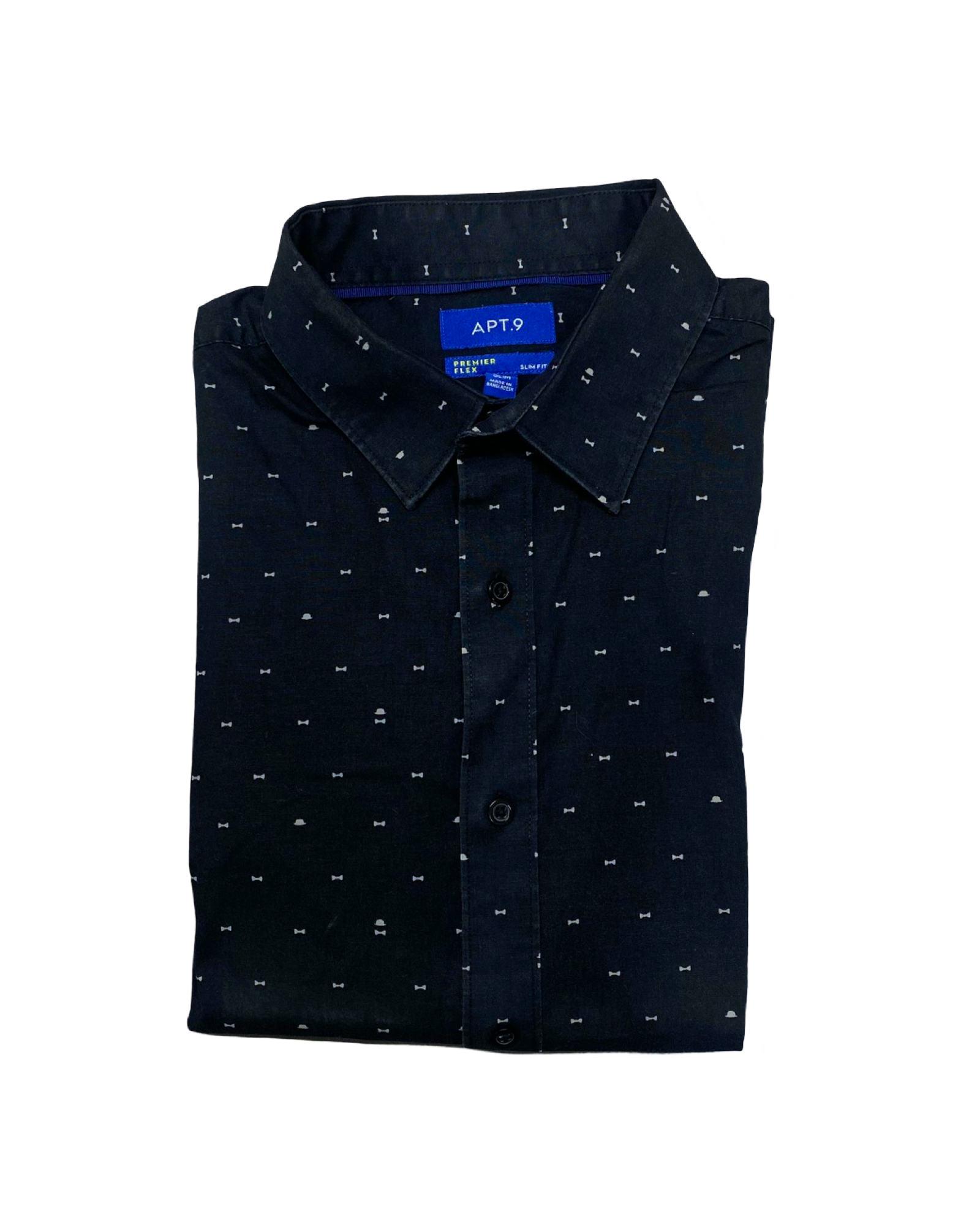 APT.9 Black Shirt with White Dots | Size XL | Chest 26”
