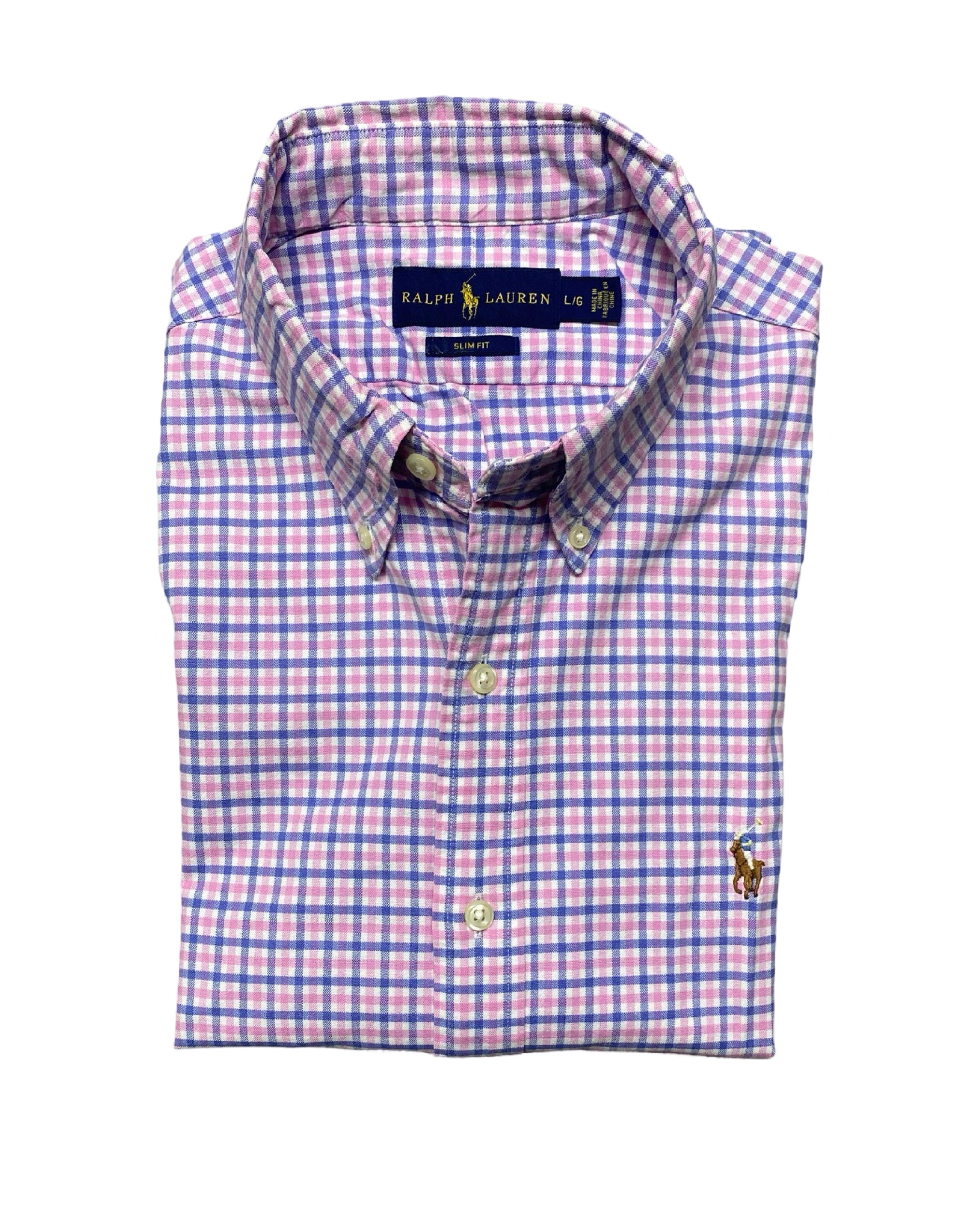 Ralph Lauren Pink & Blue Checked Button-Up Shirt | Chest 22” | Medium