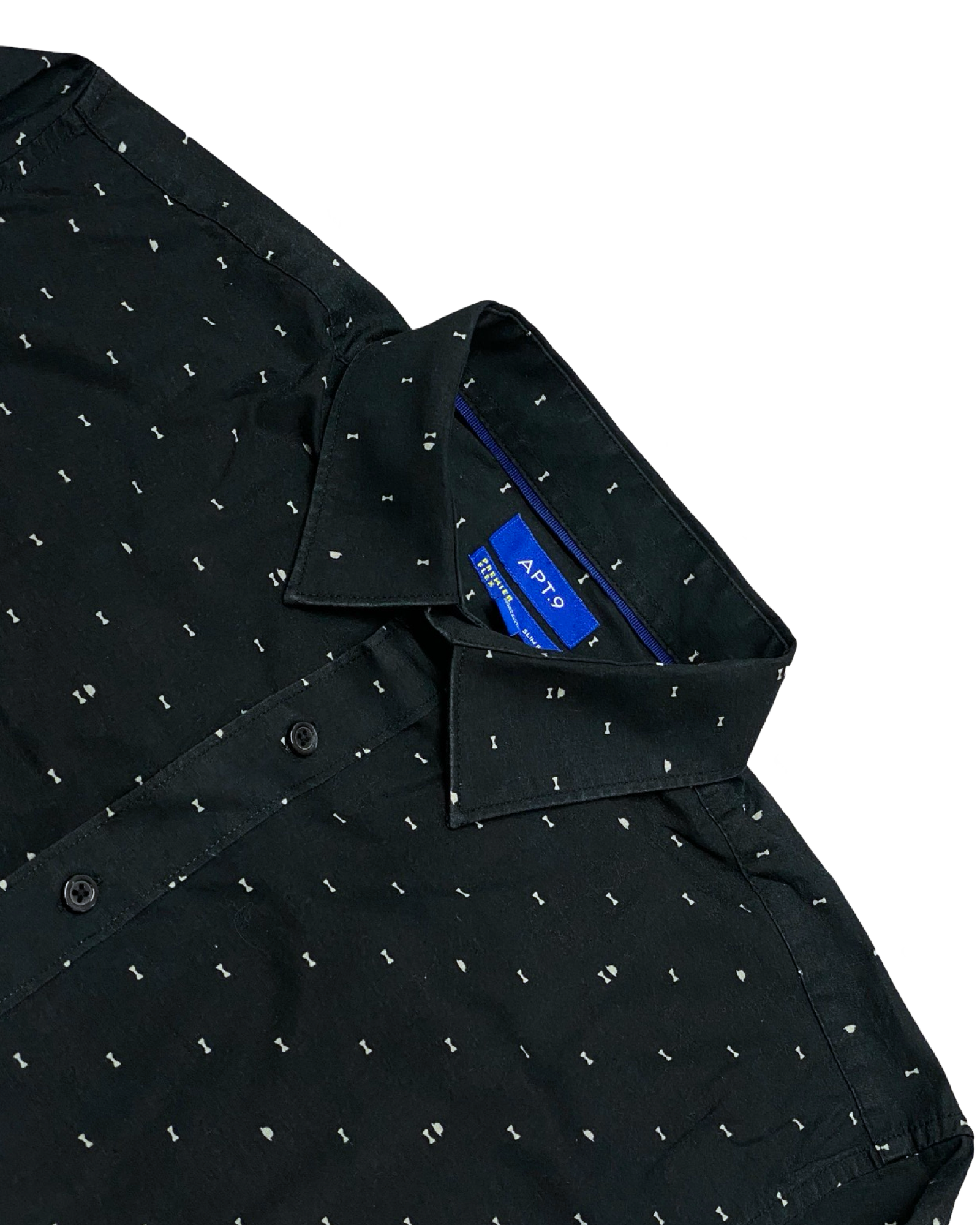 APT.9 Black Shirt with White Dots | Size XL | Chest 26”