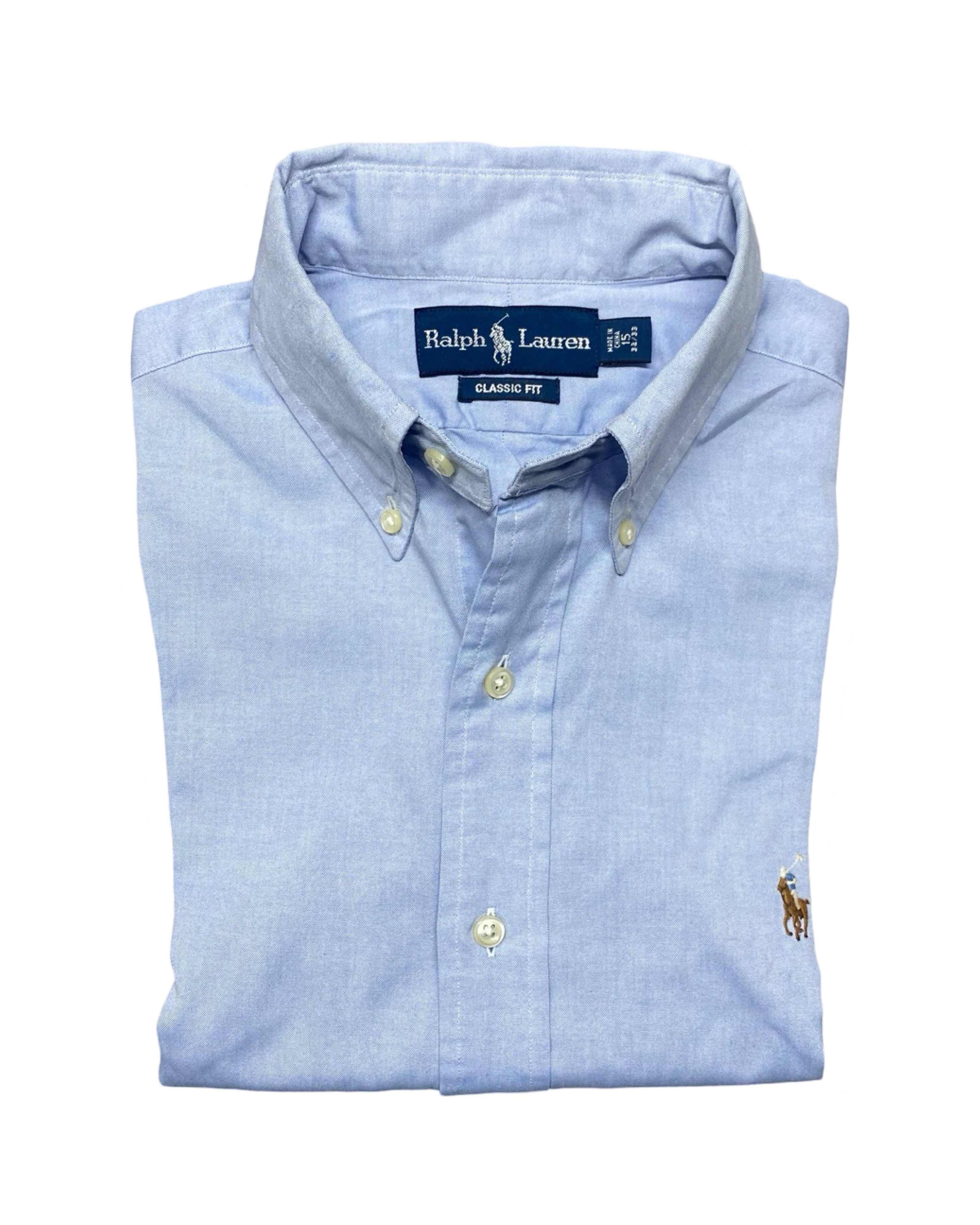 Ralph Lauren Blue Oxford Long-Sleeve Button-Down Shirt | Chest 23” | Large