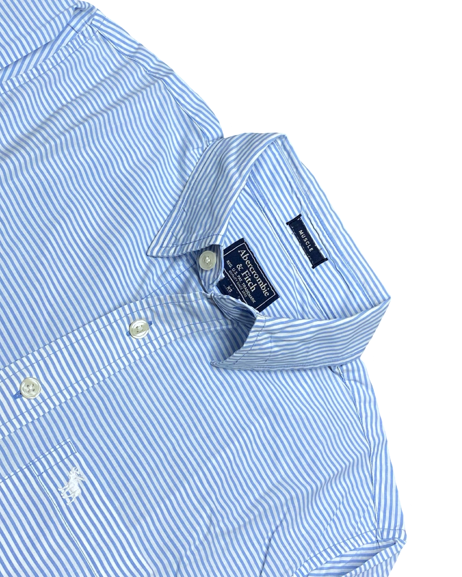 Abercrombie & Fitch Blue & White Striped Long-Sleeve Shirt | Chest 19.5” | Size Small