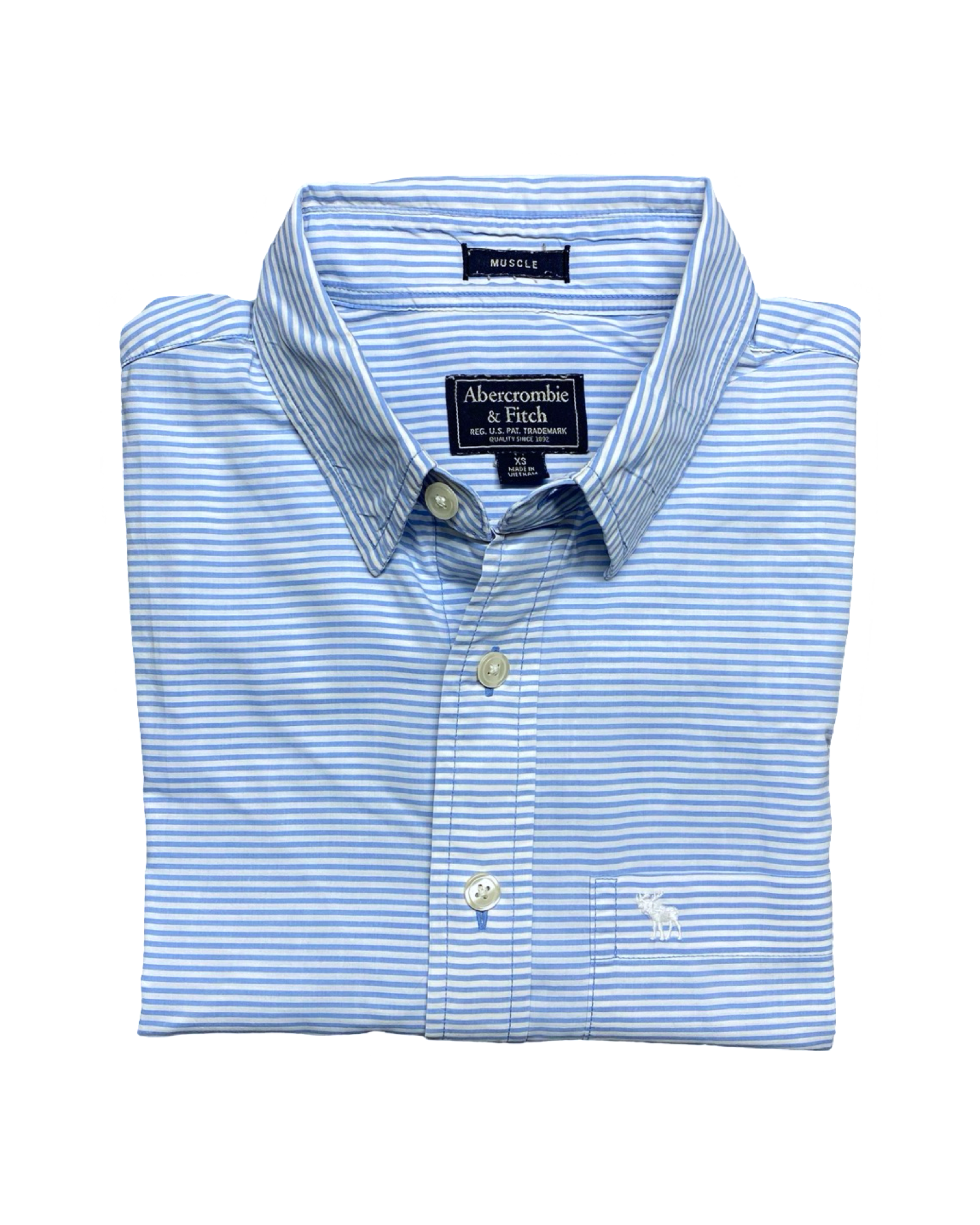Abercrombie & Fitch Blue & White Striped Long-Sleeve Shirt | Chest 19.5” | Size Small