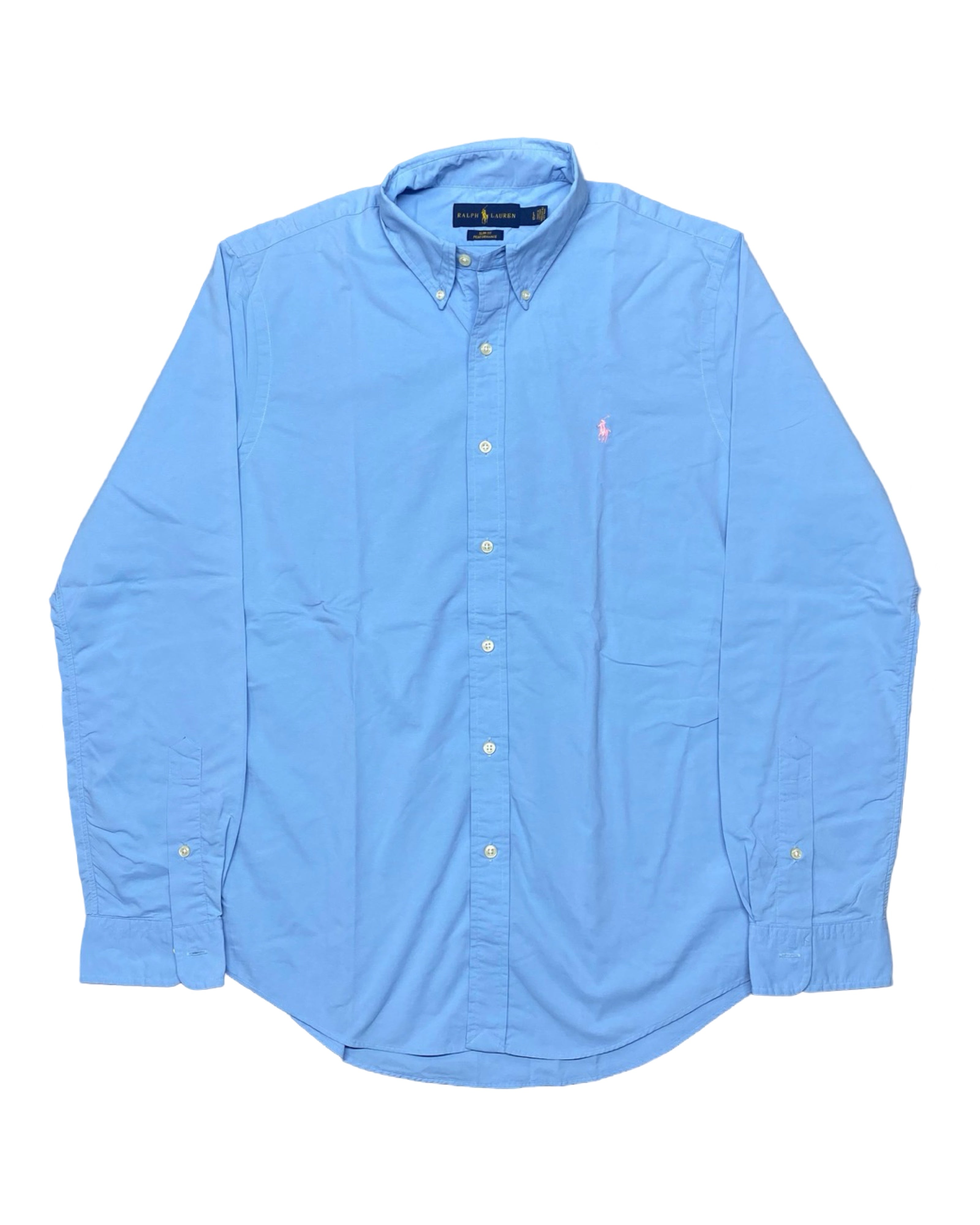 Ralph Lauren Blue Performance Long-Sleeve Button-Down Shirt | Chest 22” | Medium