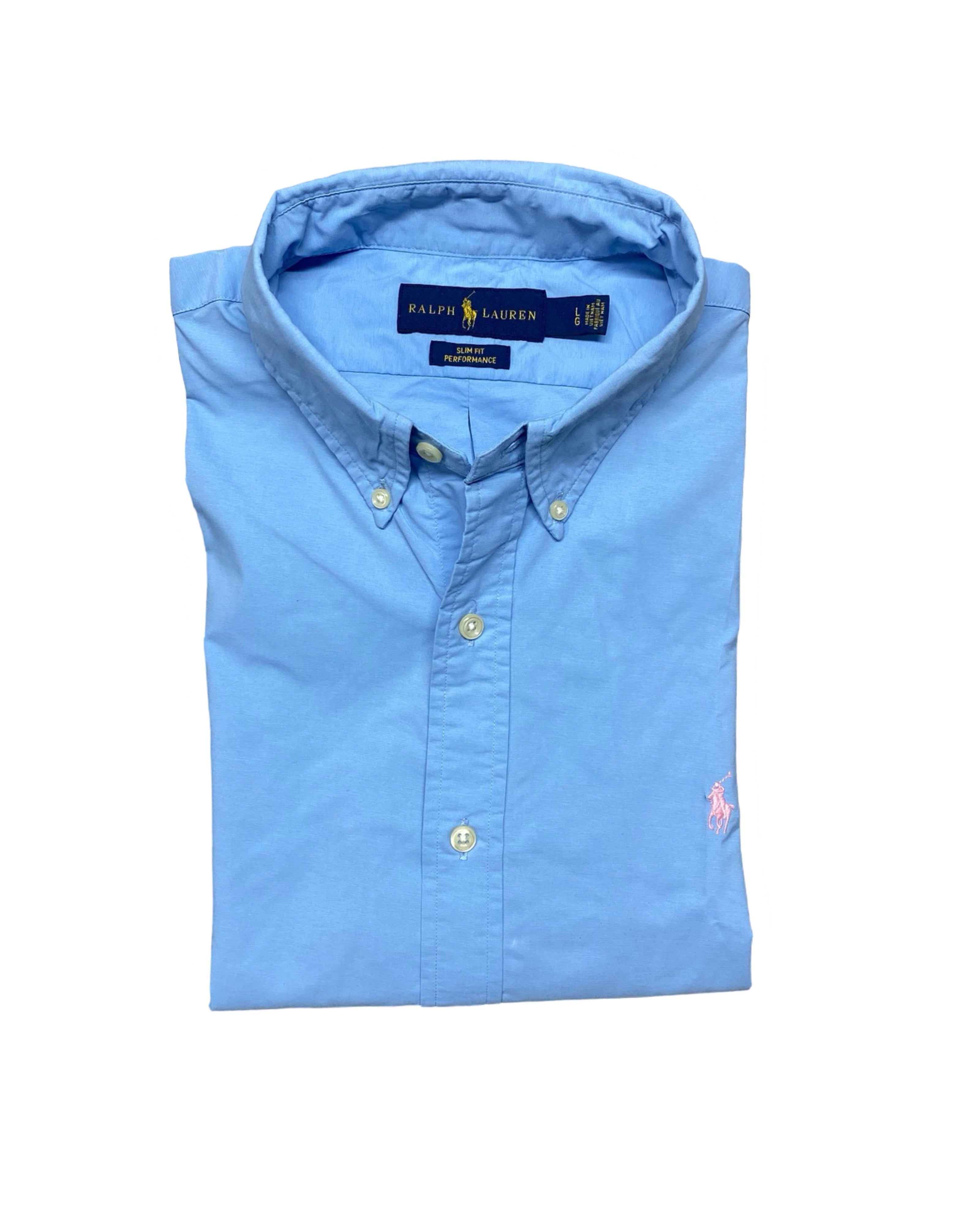 Ralph Lauren Blue Performance Long-Sleeve Button-Down Shirt | Chest 22” | Medium