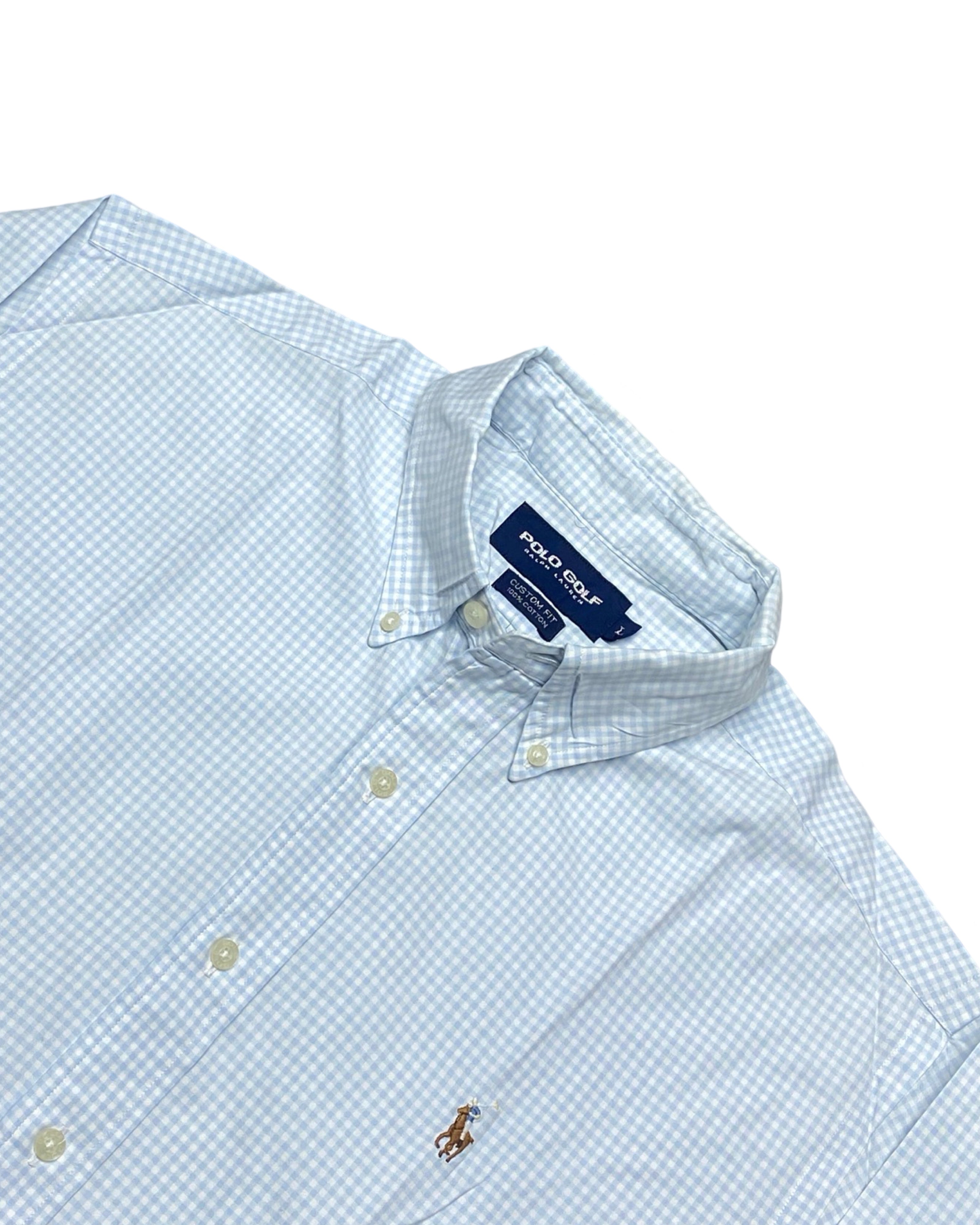 Polo Golf Ralph Lauren Blue & White Gingham Check Shirt | Chest 25” | Large