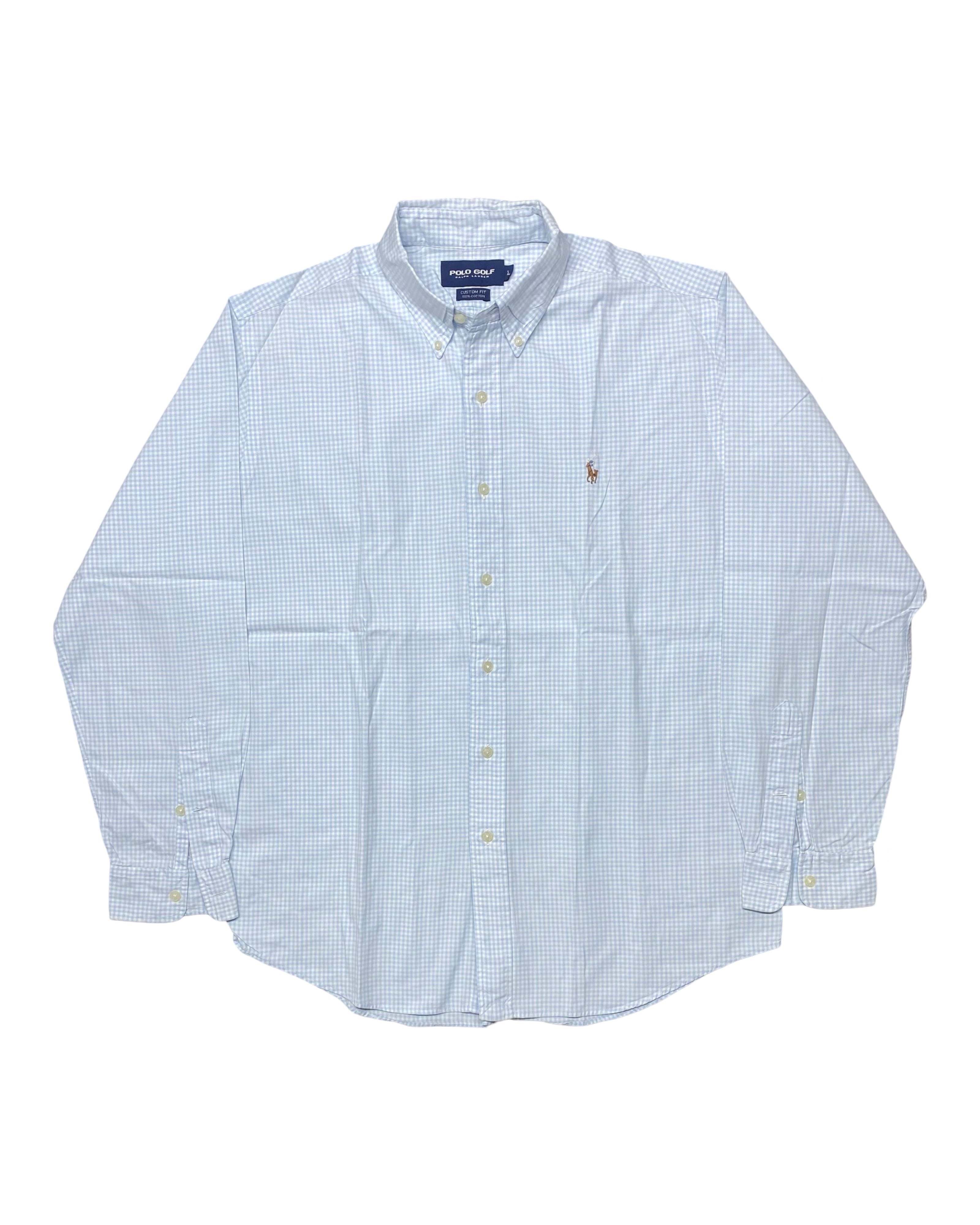 Polo Golf Ralph Lauren Blue & White Gingham Check Shirt | Chest 25” | Large