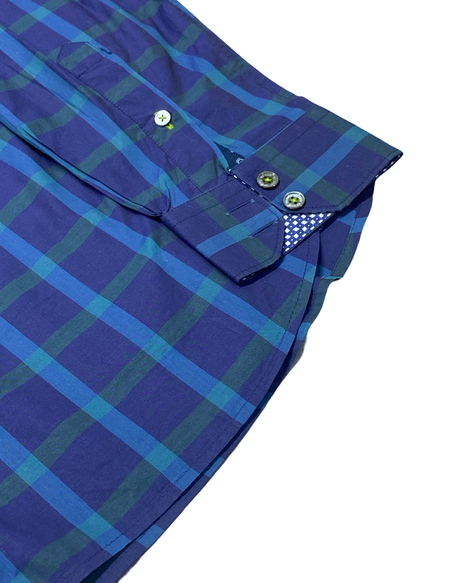 Ted Baker Blue & Green Check Shirt | Size Medium | Chest 22”