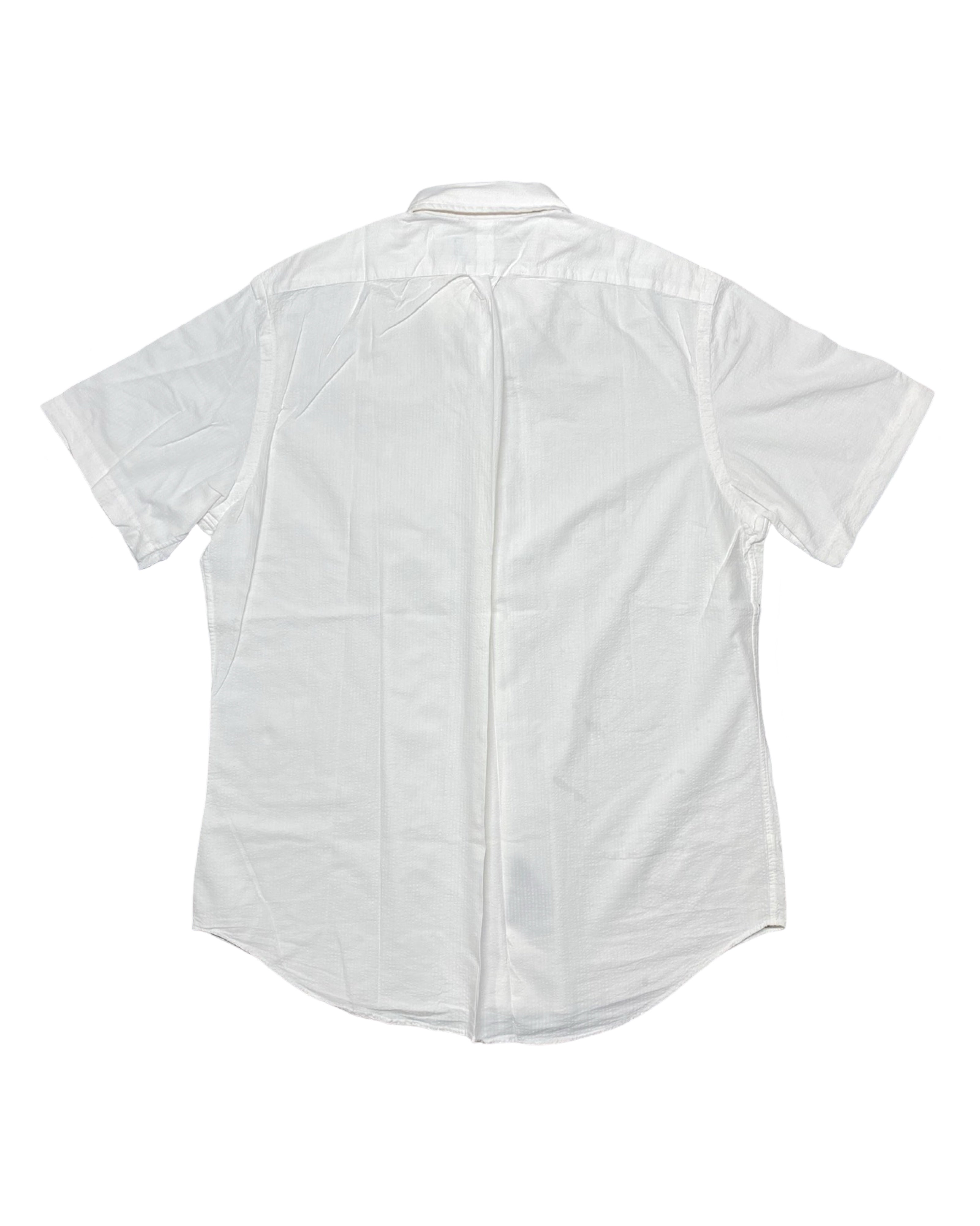 Ralph Lauren White Seersucker Short-Sleeve Button-Up Shirt | Chest 24” | Large