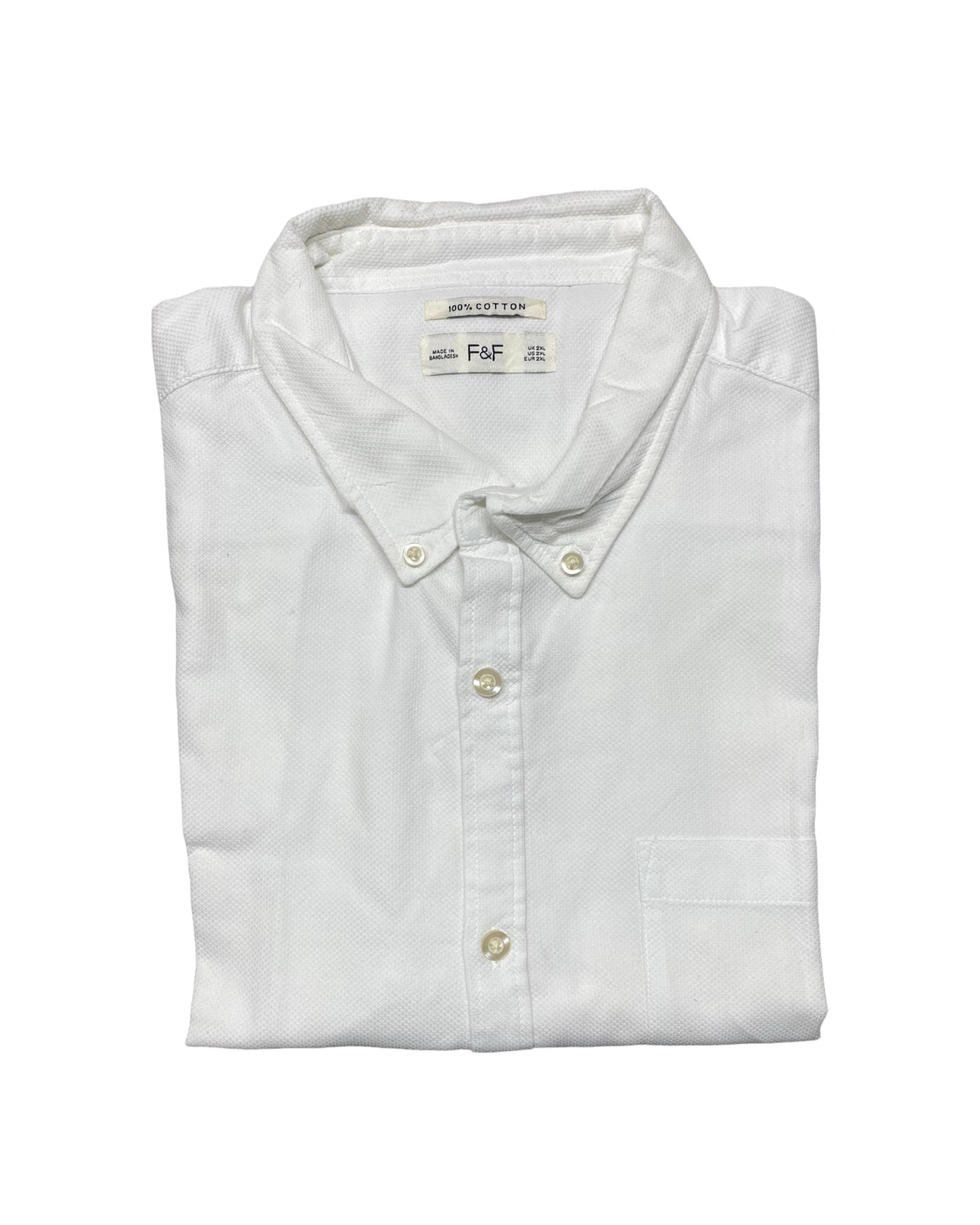 F&F White Short-Sleeve Button-Up Shirt | Chest 26.5” | XL