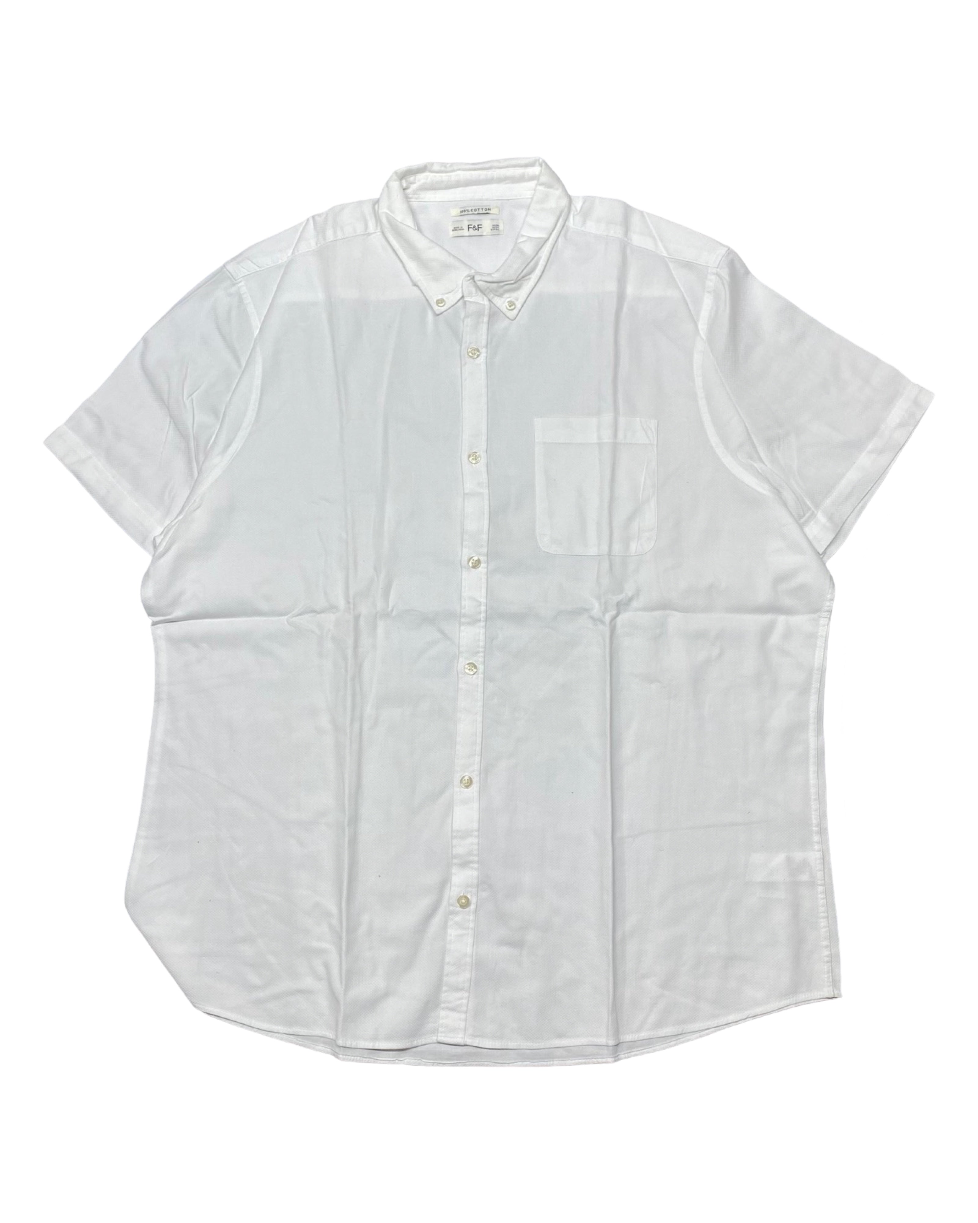 F&F White Short-Sleeve Button-Up Shirt | Chest 26.5” | XL