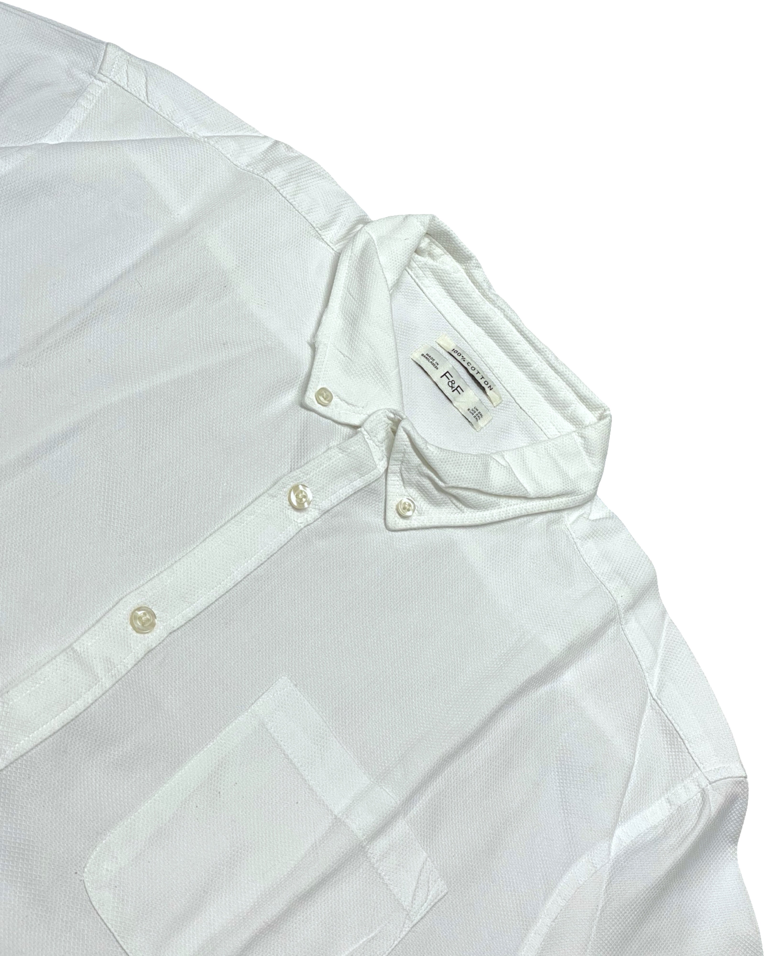F&F White Short-Sleeve Button-Up Shirt | Chest 26.5” | XL