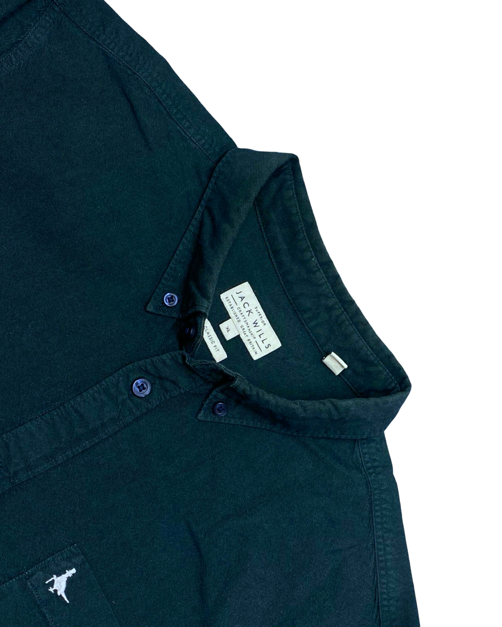 Jack Wills Green Button-Up Shirt | Large | Chest 24.5”